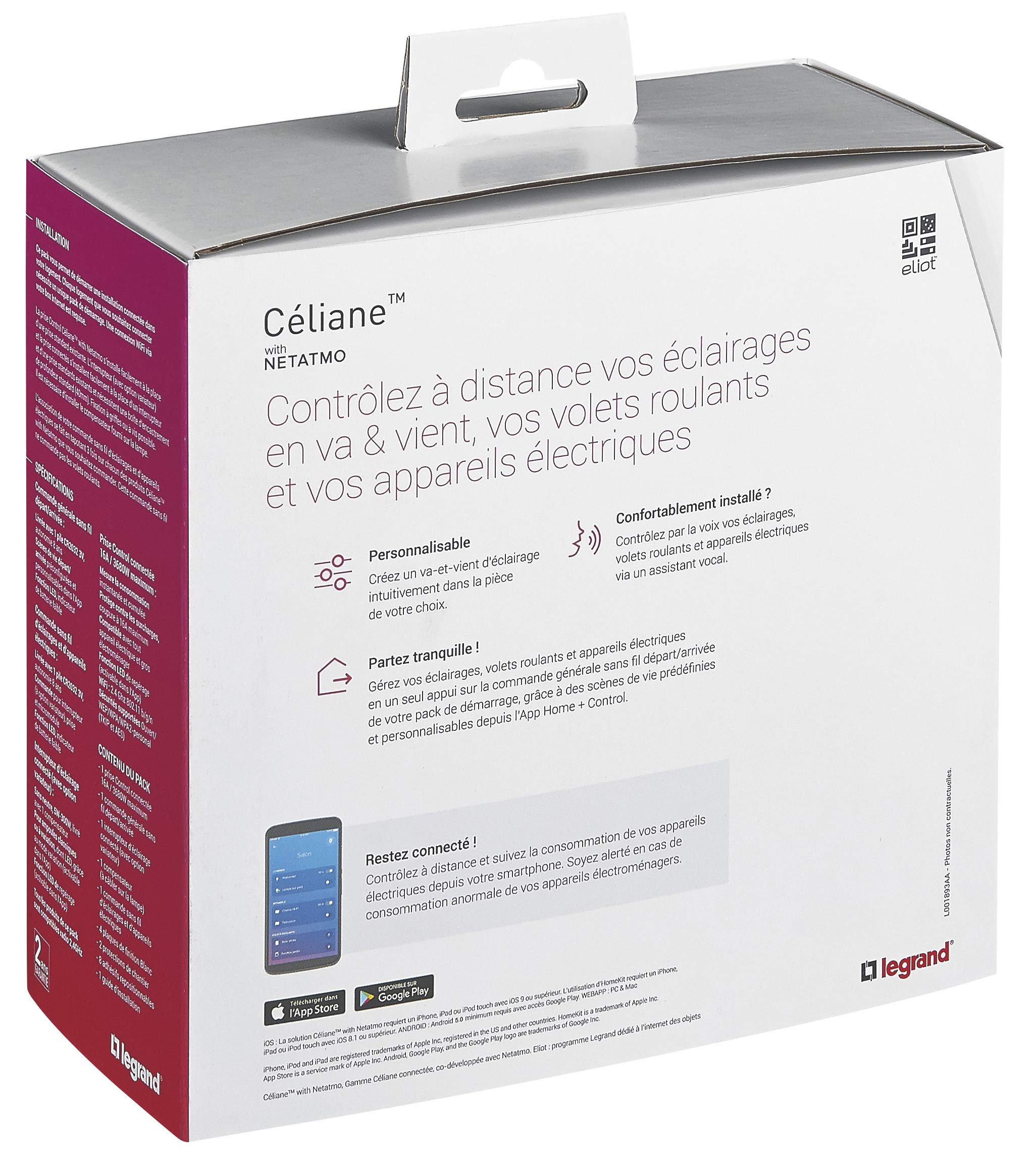 Starter Kit for Connecting a First Piece with 4 Products Céliane with Netatmo with White Yesterday Plate - Image 3