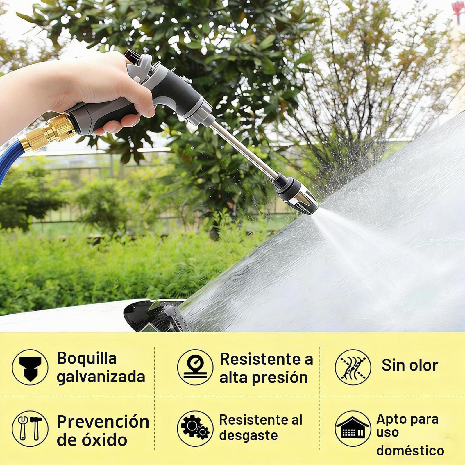 Boquilla de lavado a presión, accesorio de chorro de agua de alta presión para manguera, elimina sin esfuerzo la suciedad y las manchas