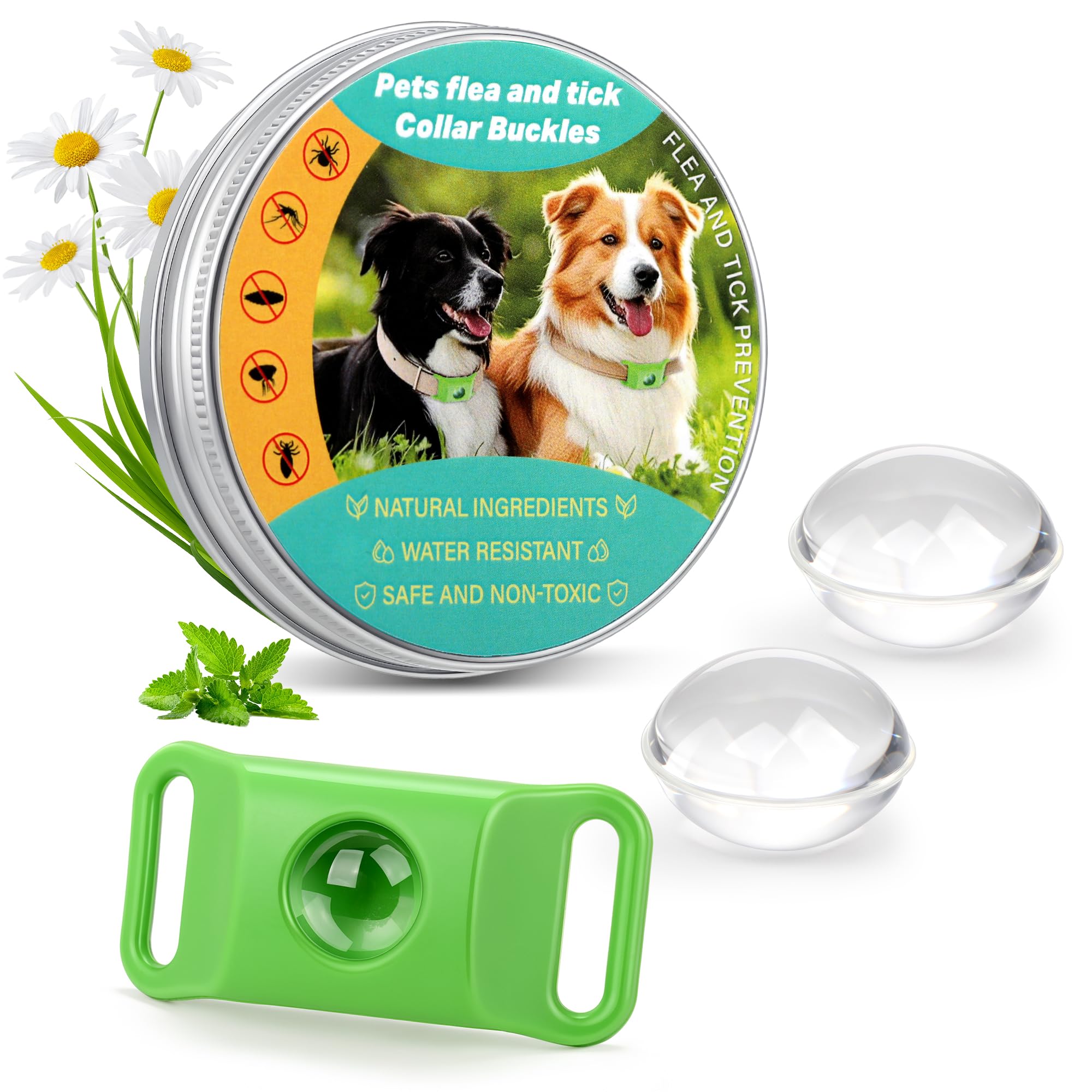 Flea Collar Pendant for Dogs, Plant-Based Flea & Tick Collar Tags with Peppermint & Chamomile Oil, Clip-On Dog Pendant for Daily Outdoor Care, Lightweight Water-Resistant Flea and Tick