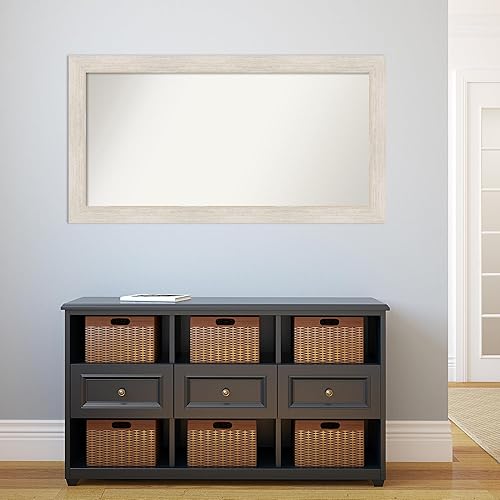 Miniatura 5 de Amanti Art Espejo de baño blanco para sobre el fregadero, 27 x 51 pulgadas, espejo de tocador rectangular de madera dura lavado blanco, marco de