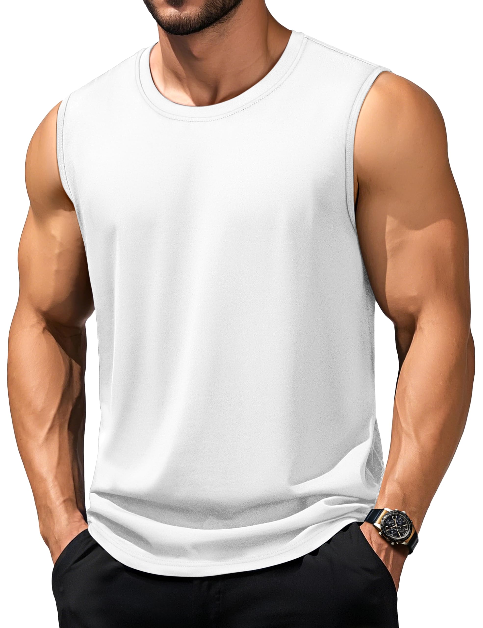 TACVASEN Tank Top Herren Baumwolle Gym Ärmelloses Shirt Sport Muskelshirt Fitness Tanktop Funktionsshirt Atmungsaktiv