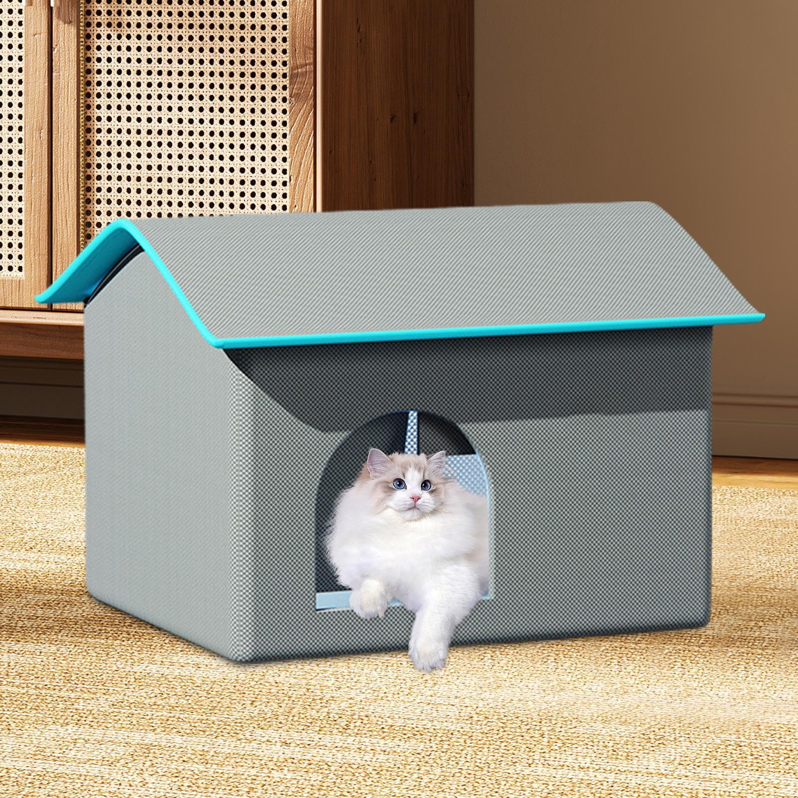 Refugio de refrigeración para perros, casa de enfriamiento de animales | cabina de aire acondicionado para gatos | Aire acondicionado interior y exterior, cueva para cachorros con 8 bolsas de hielo