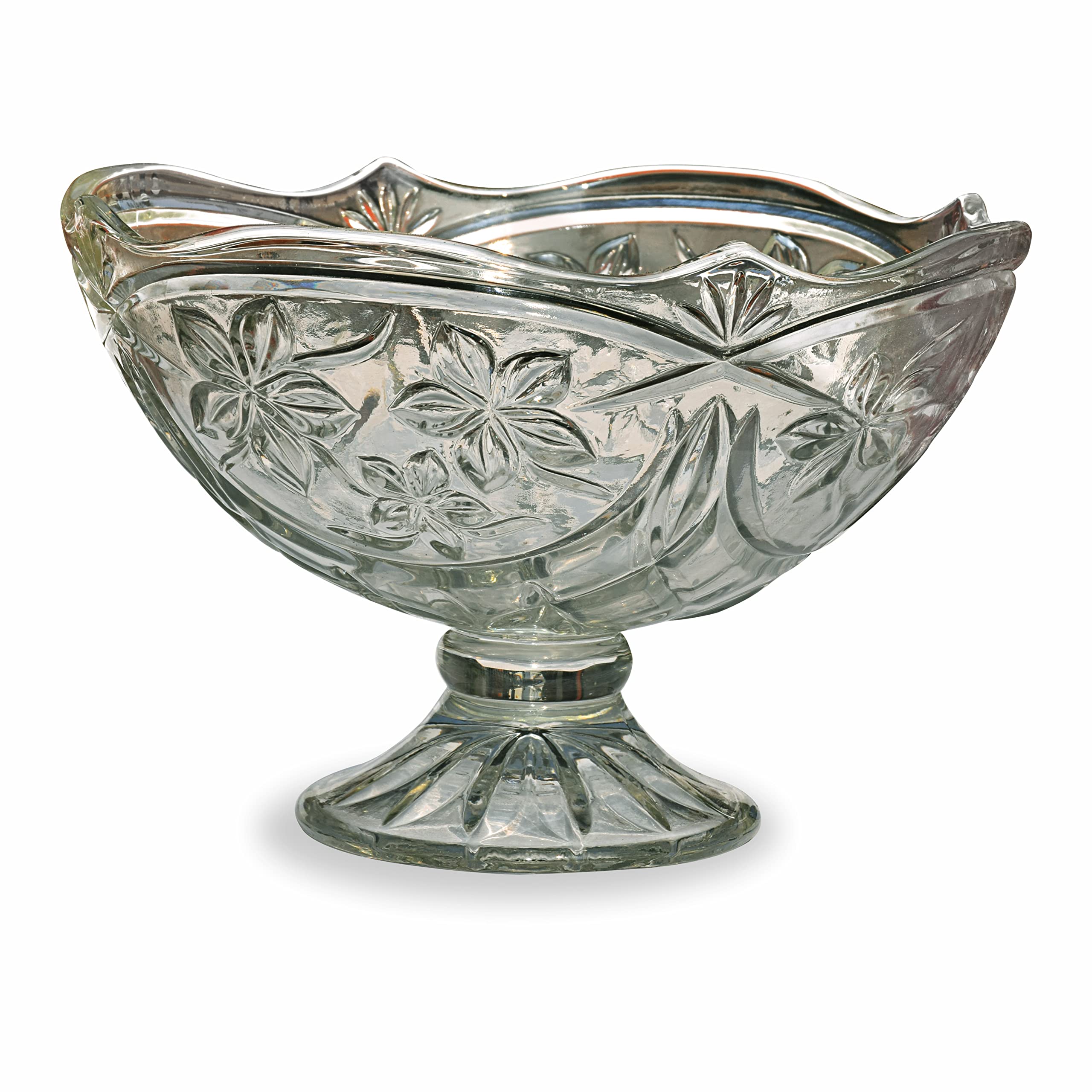 Pure Source India Glass Fruit Bowl/Decorative Bowl For Home And Kitchen For Tabletop, 9 Inch, Clear, 1.50 liter