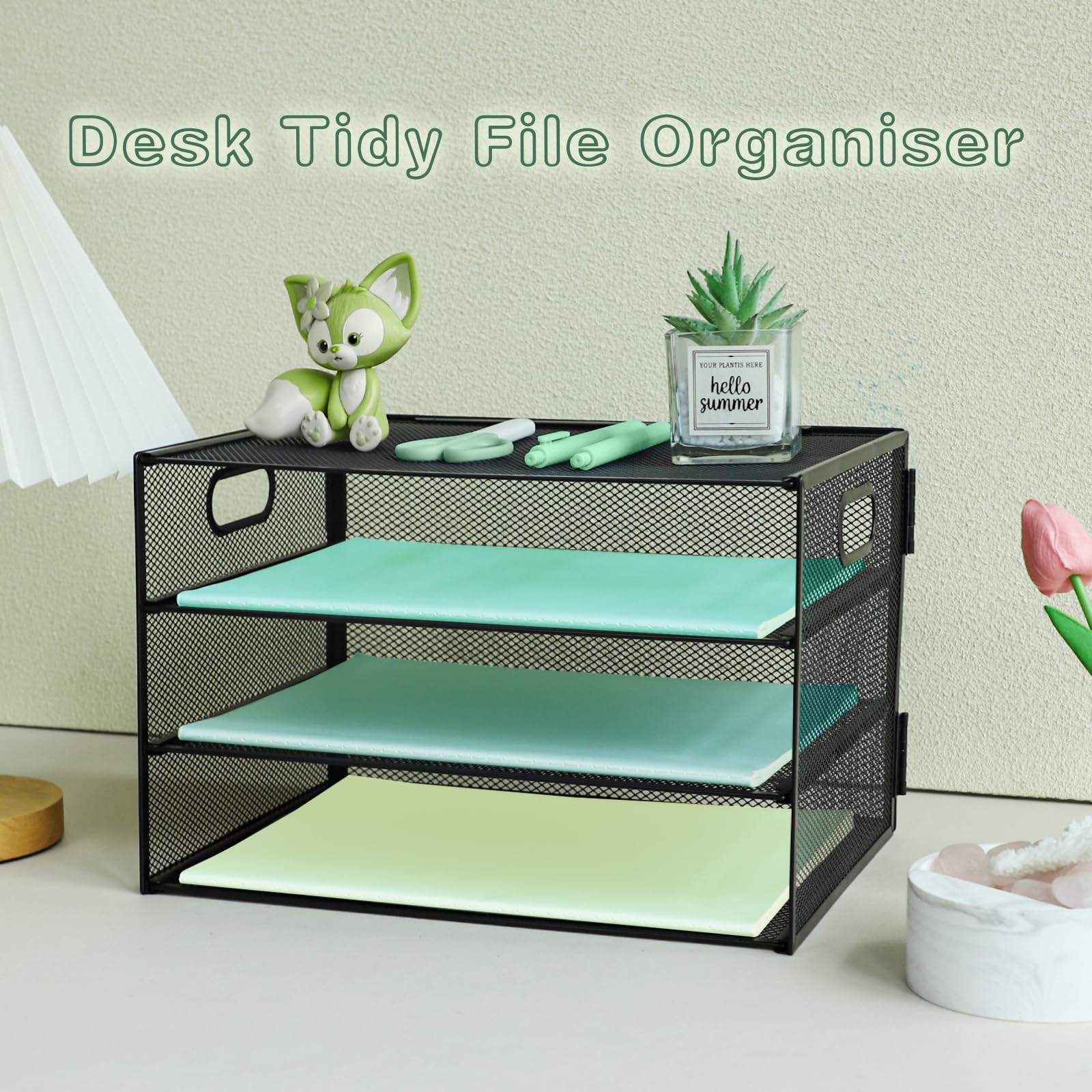 Desk File Organizer IOUGDSEC Paper Letter Tray With Handle, 5 Tier ...
