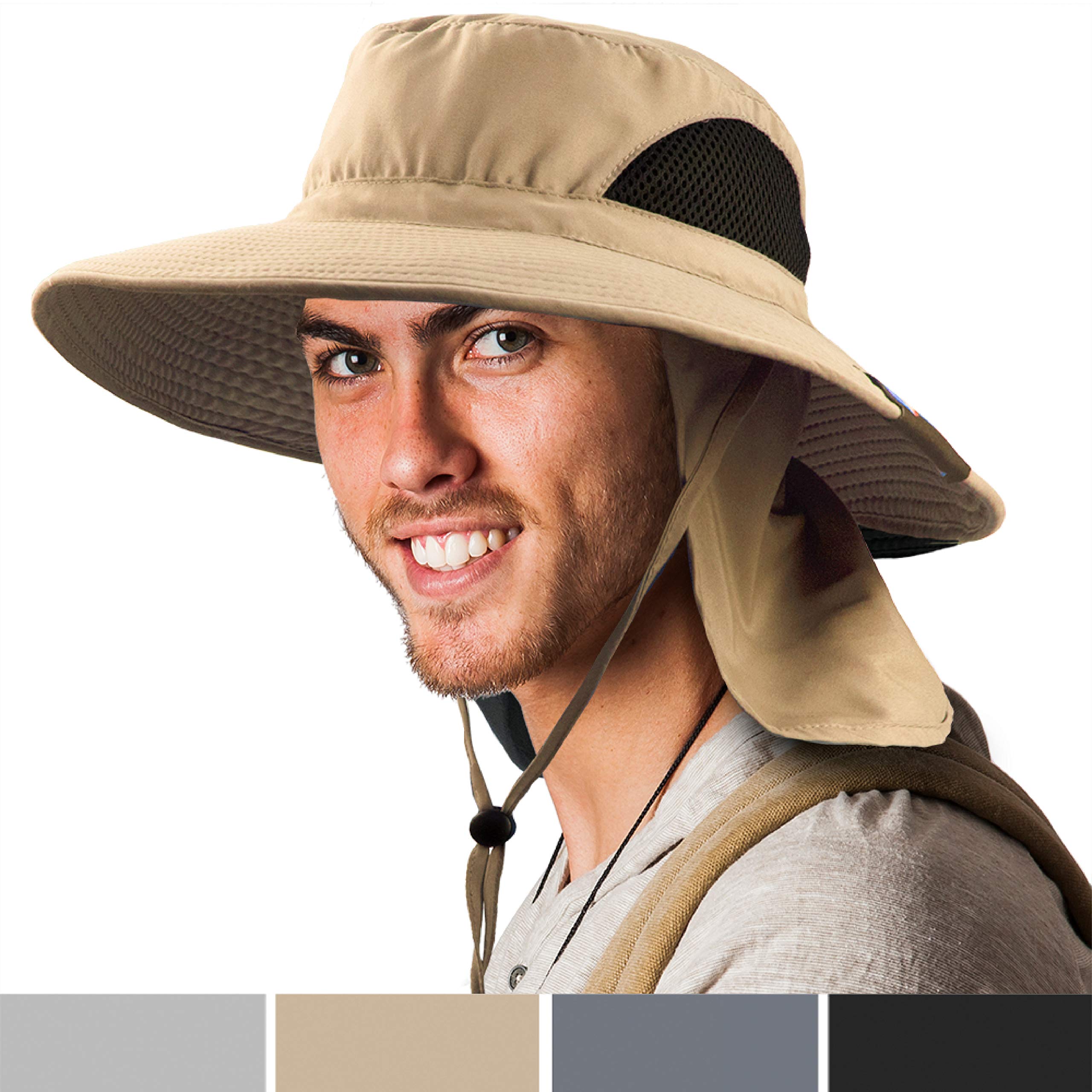 SUN CUBESUN CUBE Wide Brim Sun Hat Men Women, Fishing Hats Sun UV Protection, Mens Hiking Bucket Hat Safari Beach Boonie, UPF 50+