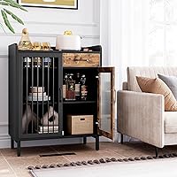 Vista 2 de GAOMON Aparador de buffet moderno, armario de almacenamiento de cocina con estantes y puertas de vidrio, gabinete de buffet de metal con cajones