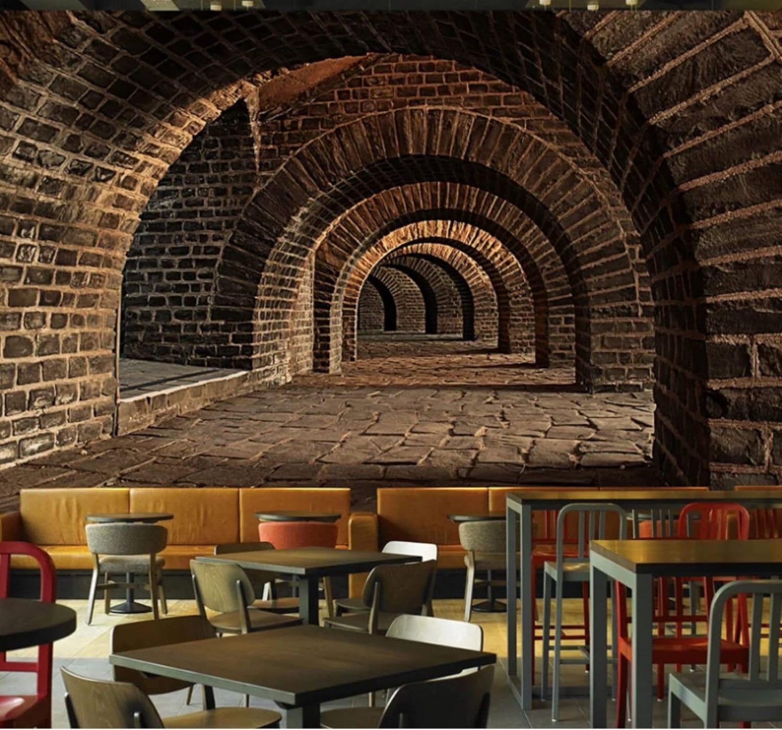 XLMING Minimalist Vintage Three Dimensional Tunnel Spatial Extension 3D Wallpaper Luxury Silk Study Dining Feature Sofa Grey Bedroom Living Room Tv Decorative Wall-350cm×256cm