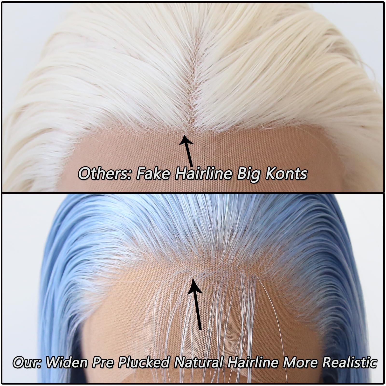 Towarm Light Blue Wig Long Straight Sky Blue Synthetic Lace Front Wigs Pre Plucked Natural Hairline for Black Women Heat Resistant Fiber Hair Cosplay Daily Wear Wig (Light Blue) - Image 2