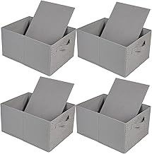 JAKAGO Foldable Wardrobe Storage Boxes 4 Pack, Superior Fabric Wardrobe Storage Organiser 39 x 29 x 20 cm, Clothes Drawers Organiser for Clothes Shirts Pants Towels Toys（Grey）