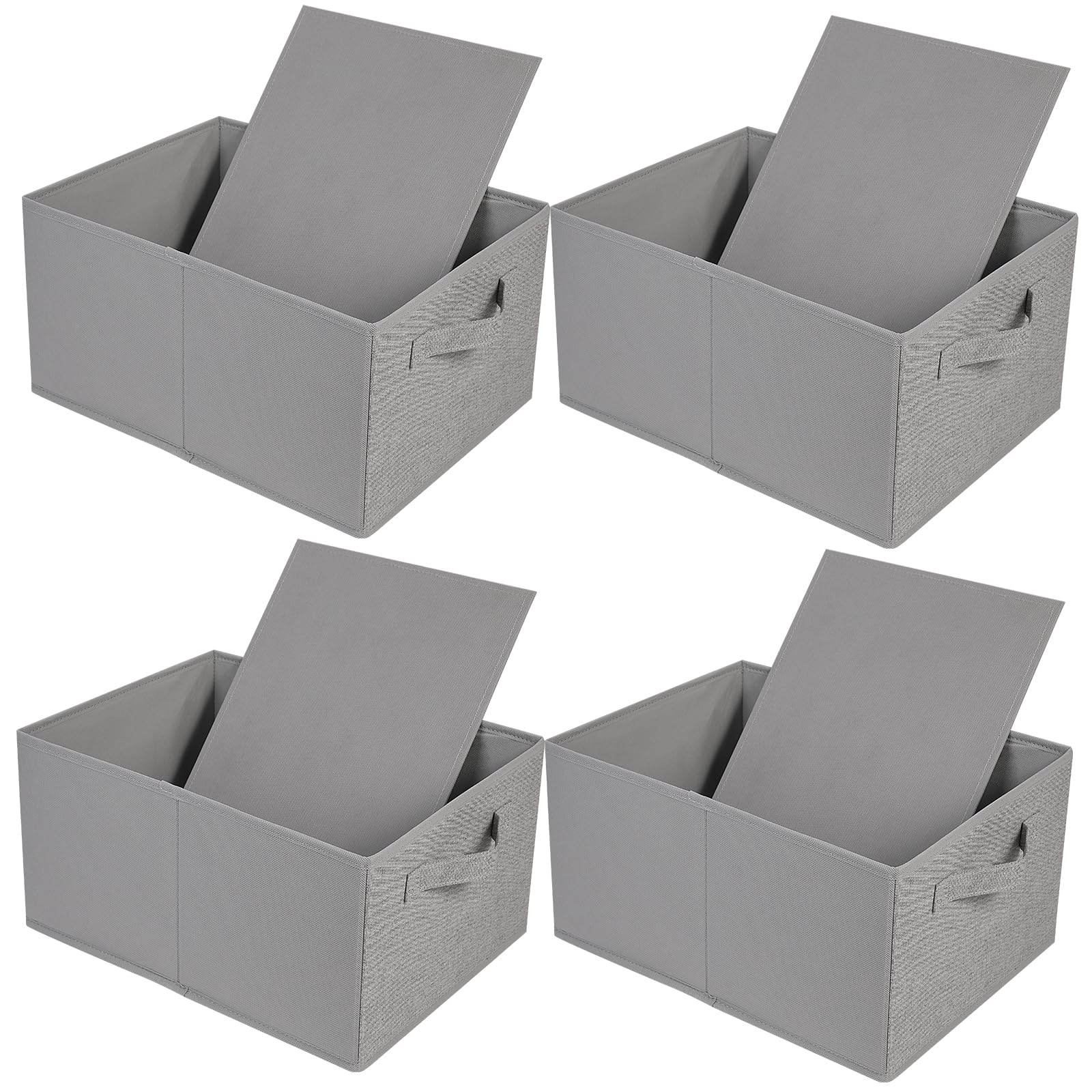 – Foldable Wardrobe Storage Boxes 4 Pack, Superior Fabric Wardrobe Storage Organiser 39 x 29 x 20 cm, Clothes Drawers Organiser for Clothes Shirts Pants Towels Toys(Grey)