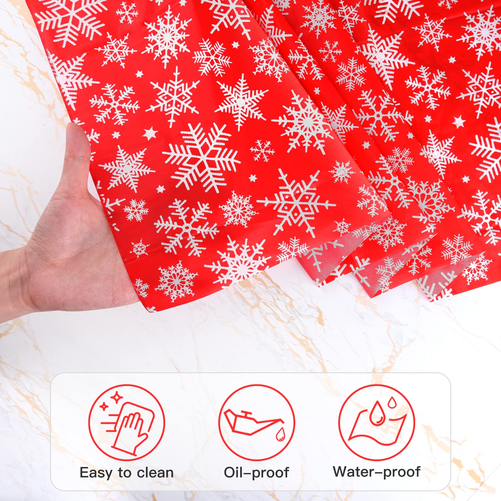 Kersttafelkleed, wegwerptafelkleden, groot rechthoekig feesttafelkleed van kunststof, tafellaken voor picknick, babyshower, kerstfeestje, kersttafeldecoratie, 108 x 180 cm, rood, kerstboom en elanden