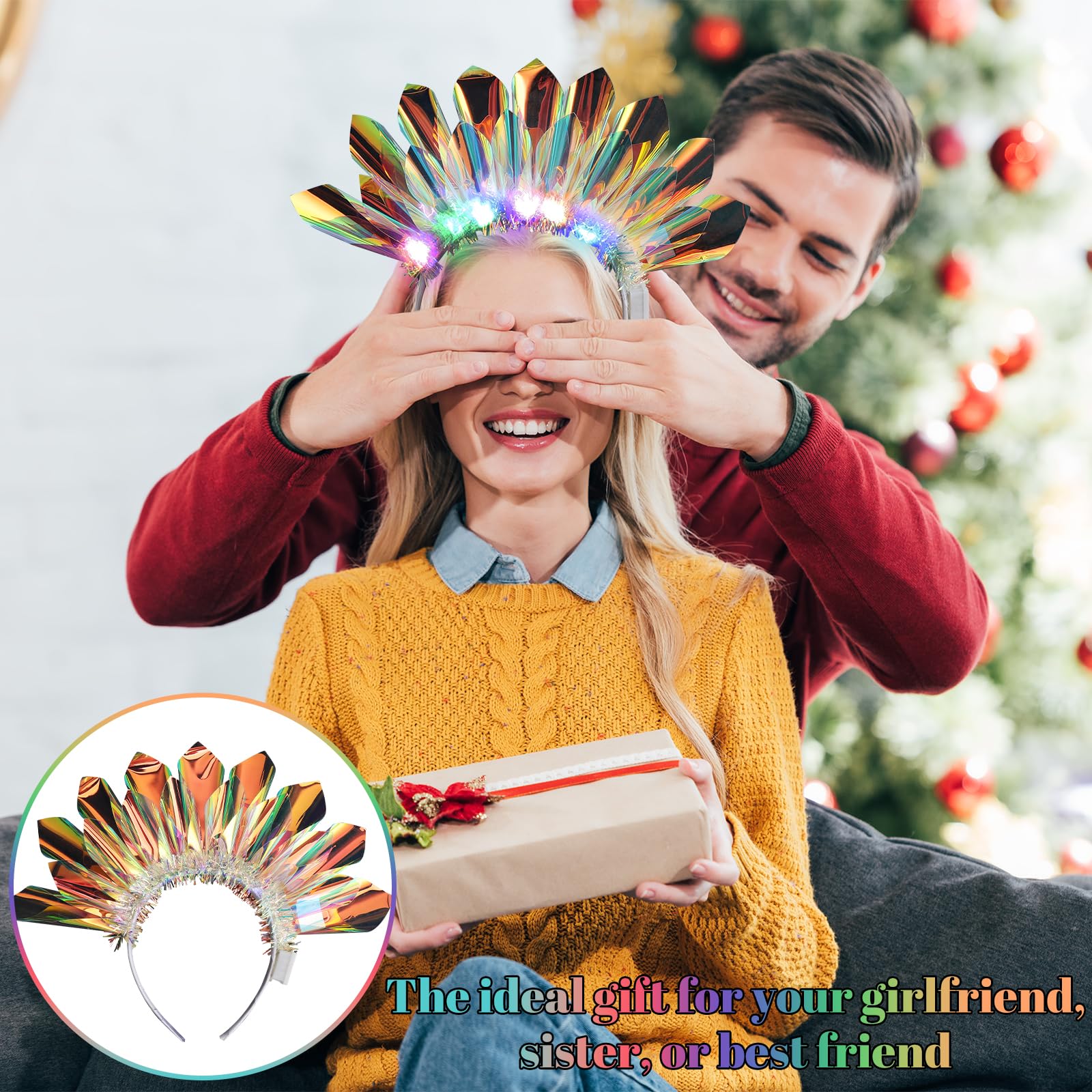 TNSLAND Diadema Luminosa Mujer LED, Corona LED para Fiesta y Discoteca, Diadema LED con Tres Modos de Luz, Accesorio Luminoso para Carnaval Nochevieja Festival, Regalo Ideal Novia, Hermana Mejor Amiga — view 7