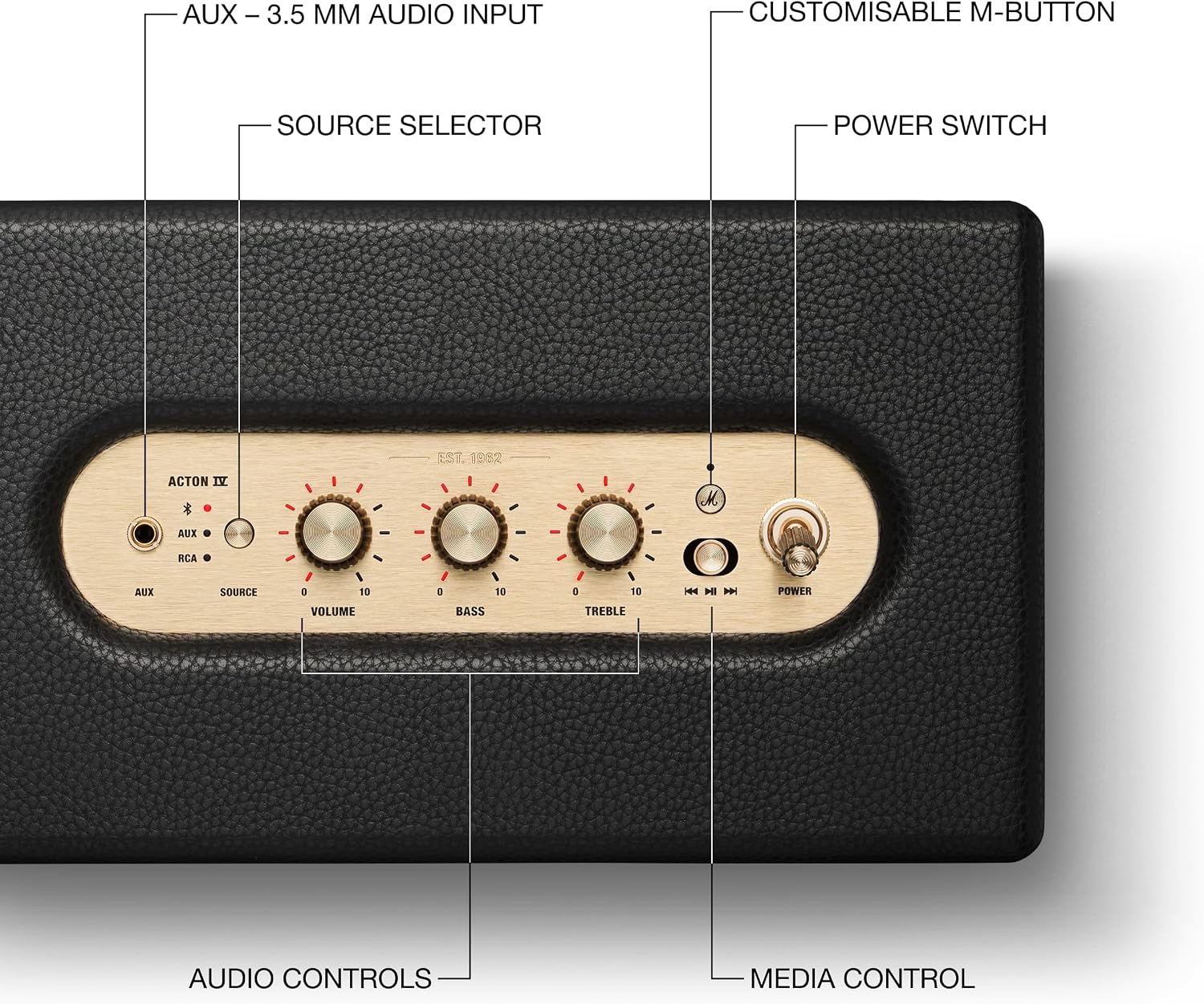 Marshall Acton IV Bluetooth Home Speaker - Black image 5