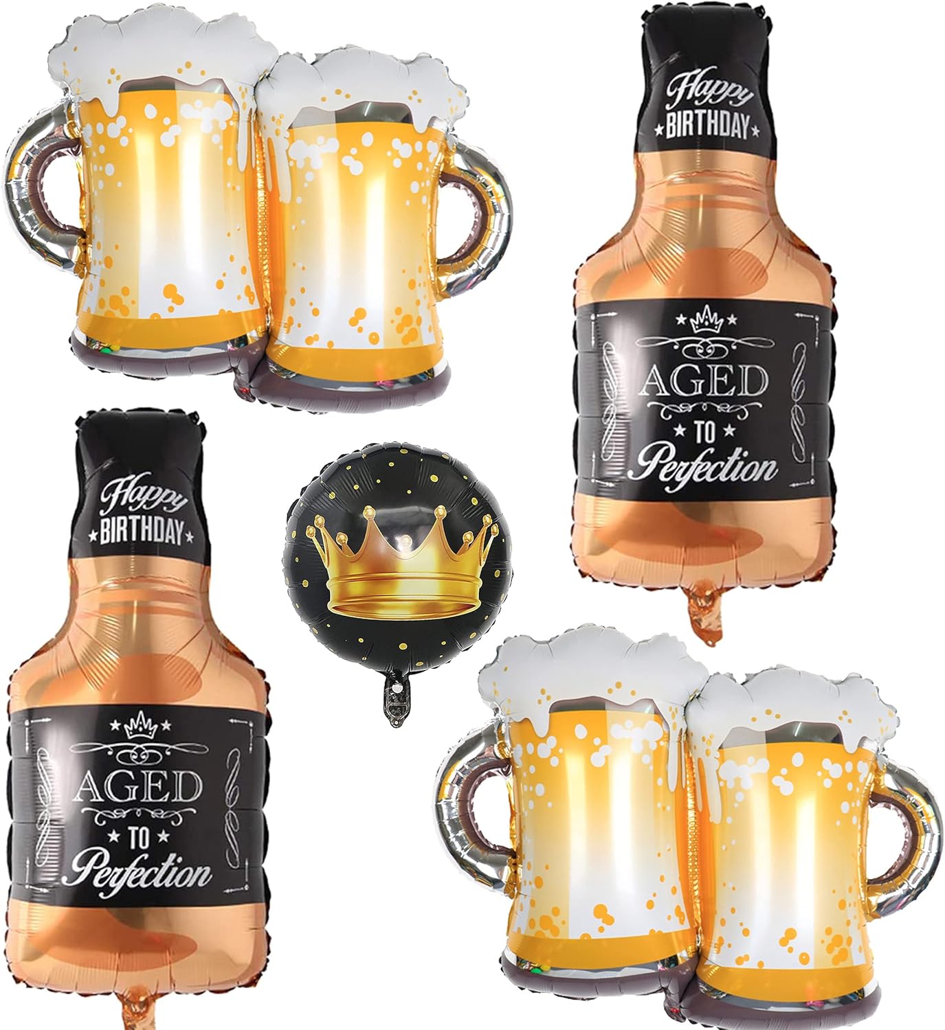 5 Pcs Whiskey Bottle Beer Balloons Crown Balloons Beer