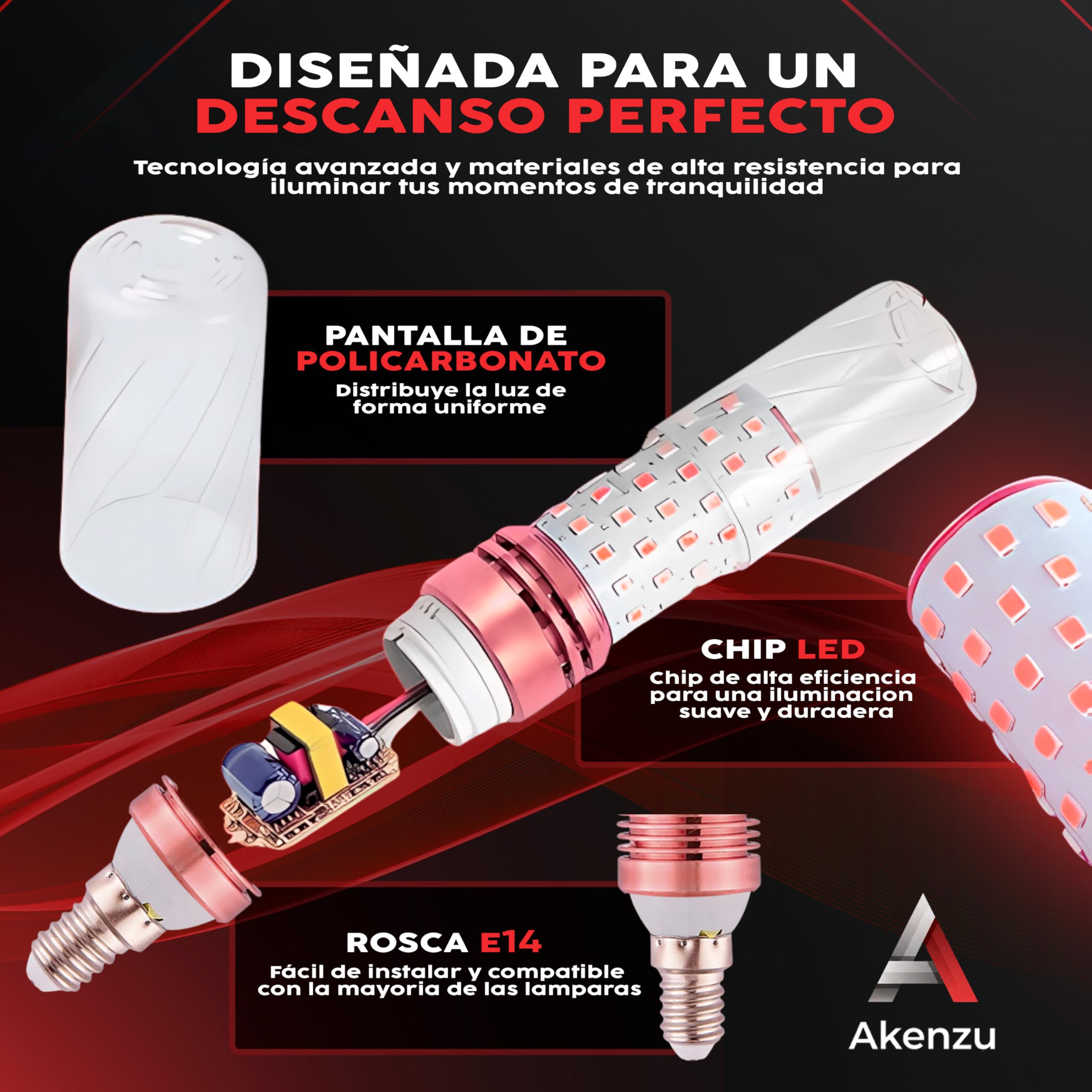 Pack de 2 Bombilla de Luz Roja Nocturna Melatonina E14 | Bombilla Roja Para Dormir | Bombillas Rojas Para Dormir | Luz Roja Nocturna | Bombilla Roja Melatonina | Luz Nocturna Melatonina