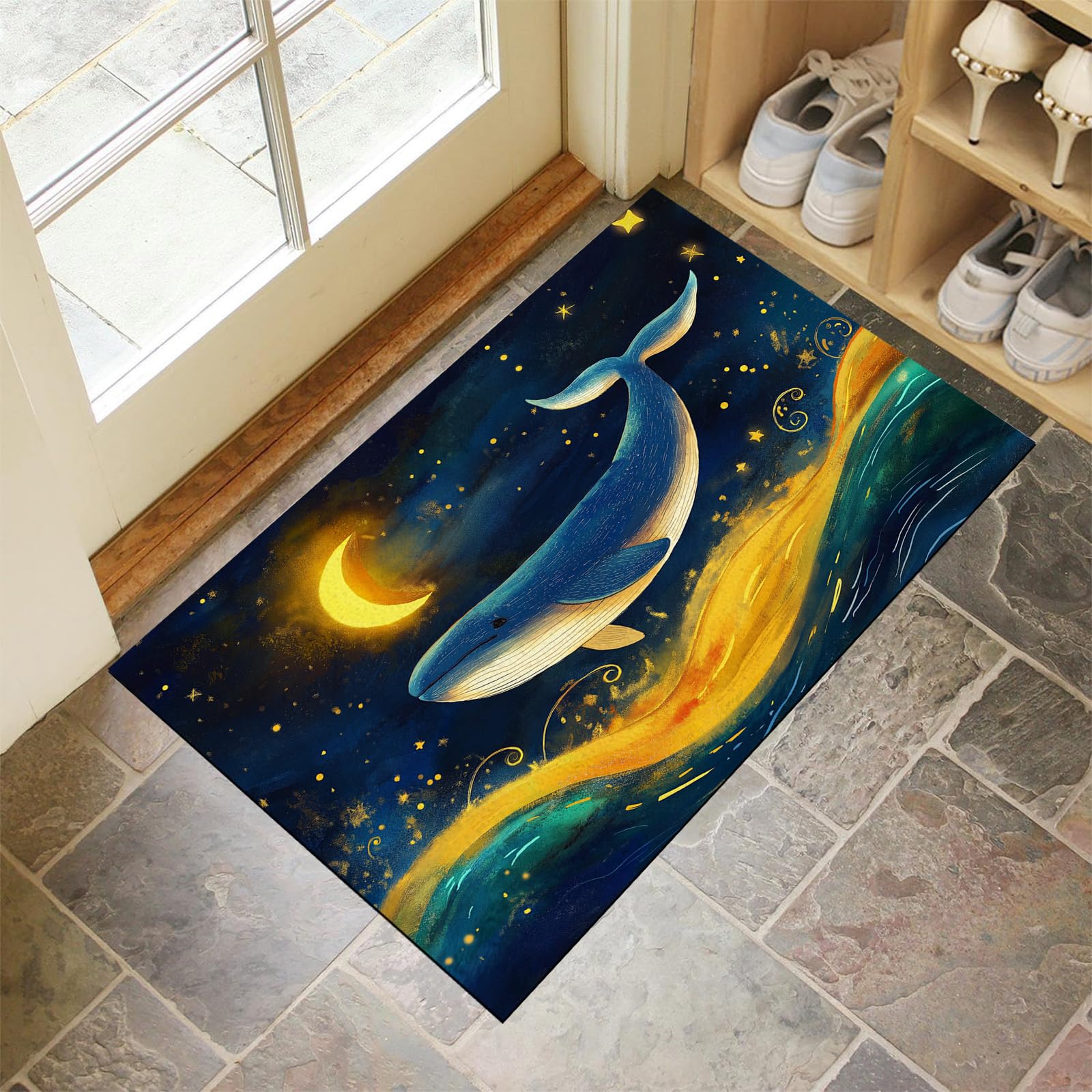 Tapis entrée imperméable et antidérapant avec paillasson résistant lavable 40x60cm