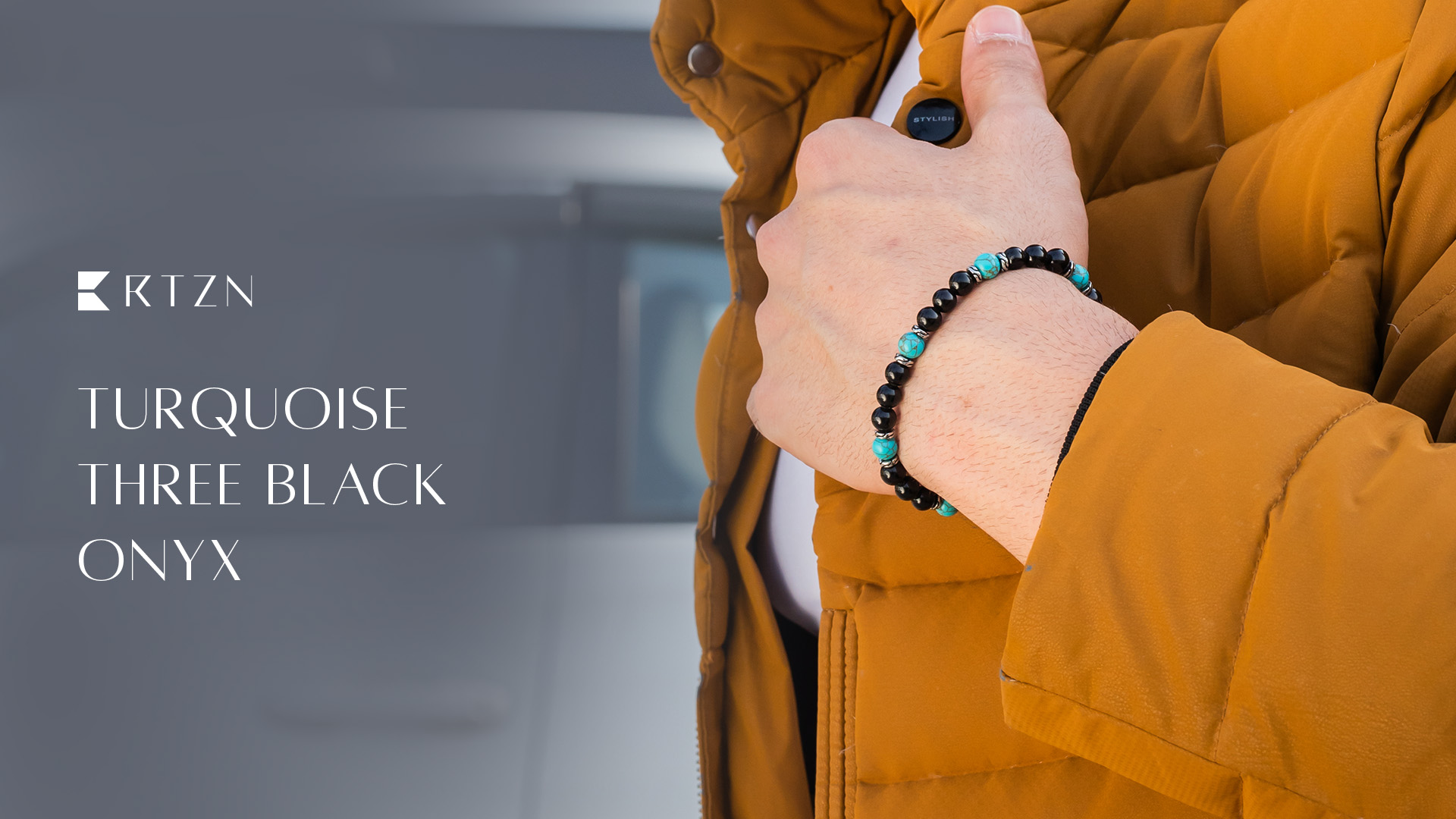 Pulsera para hombre RTZN de turquesa ajustable miniatura 7