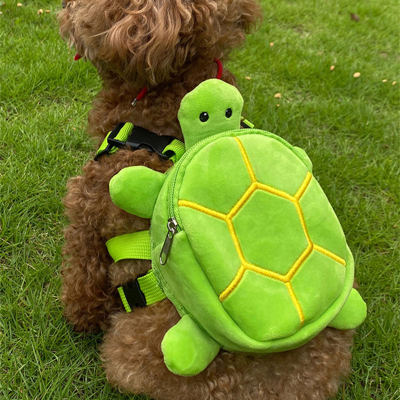 CATSELURRY Turtle Shape Dog Backpack for Outdoor Walking Pet Harness Bag Dogs Treat Bag Large Capacity Plush Backpack for Camping Dog Backpack Bag