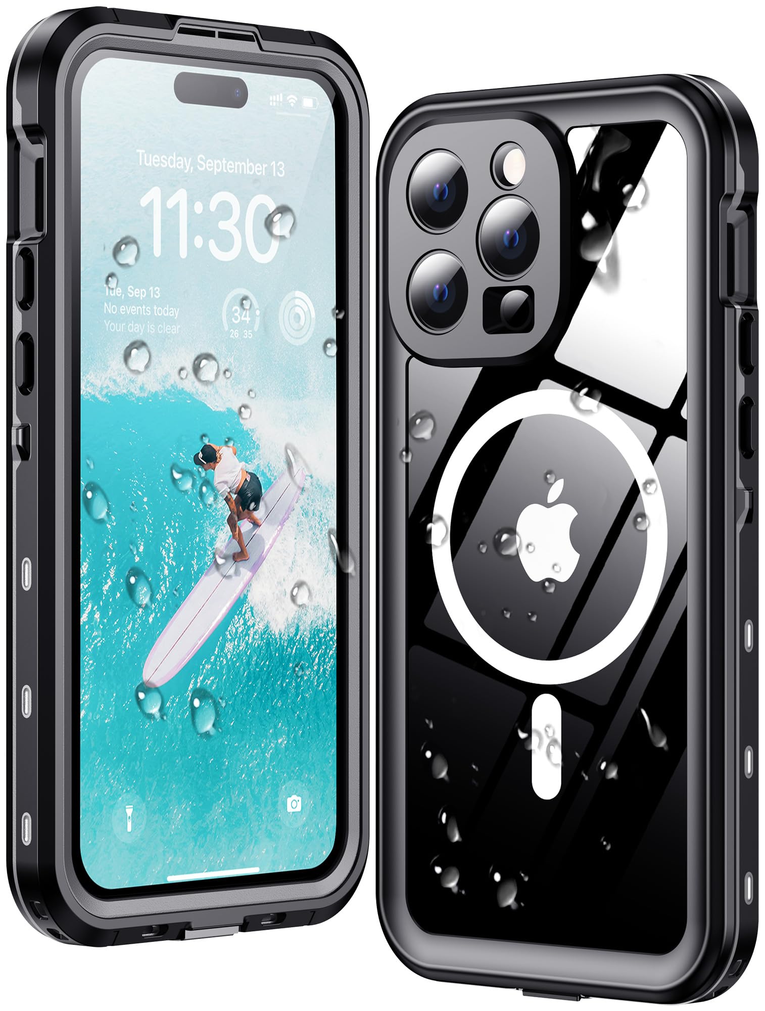 Coque iPhone 15 Pro Max intégrale 360 étanche IP68 noir - 8