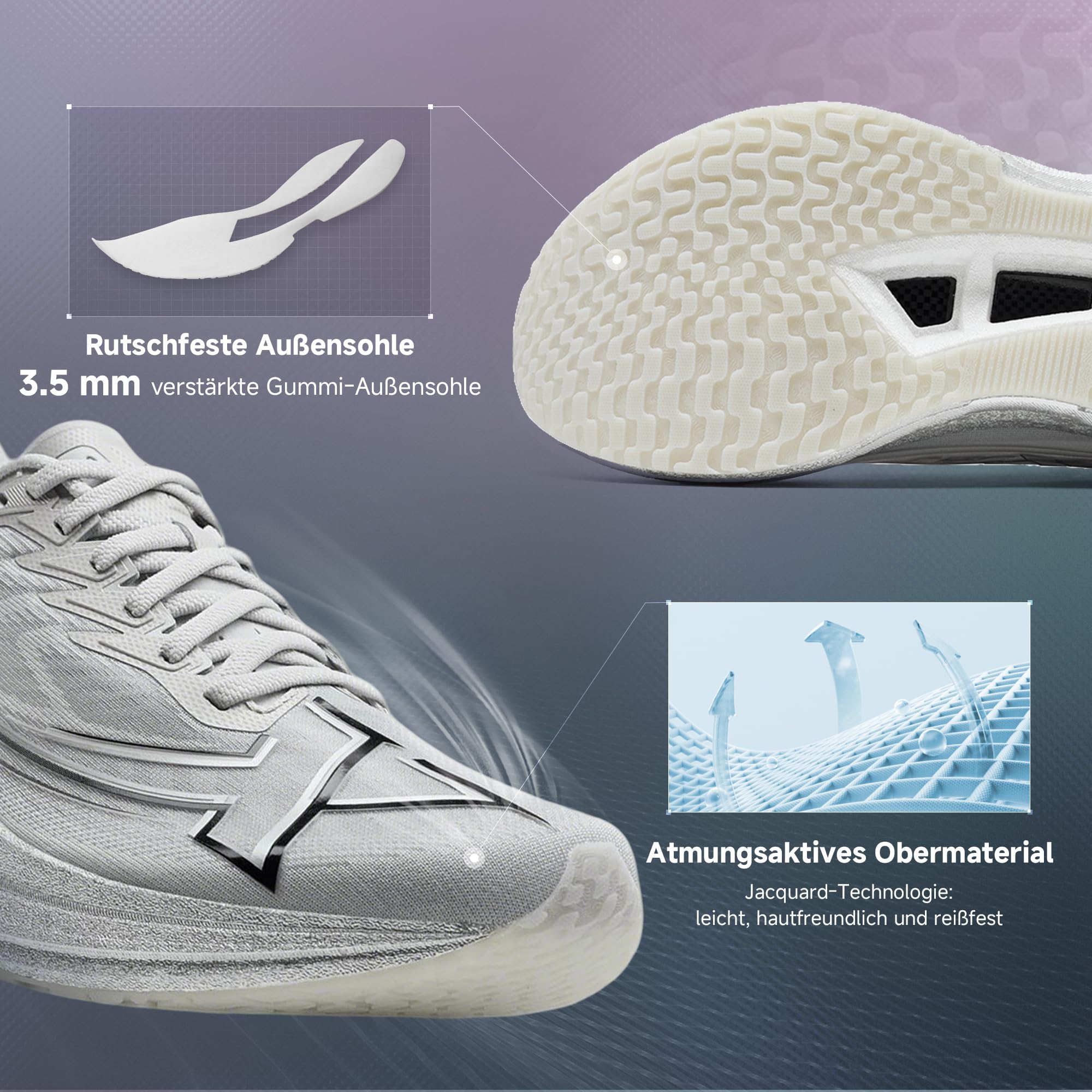 XTEP Scarpe da corsa da uomo, per principianti, maratona, piastra in carbonio a forma di pala, 70% ammortizzazione, scarpe da corsa leggere, traspiranti, antiscivolo, ammortizzate