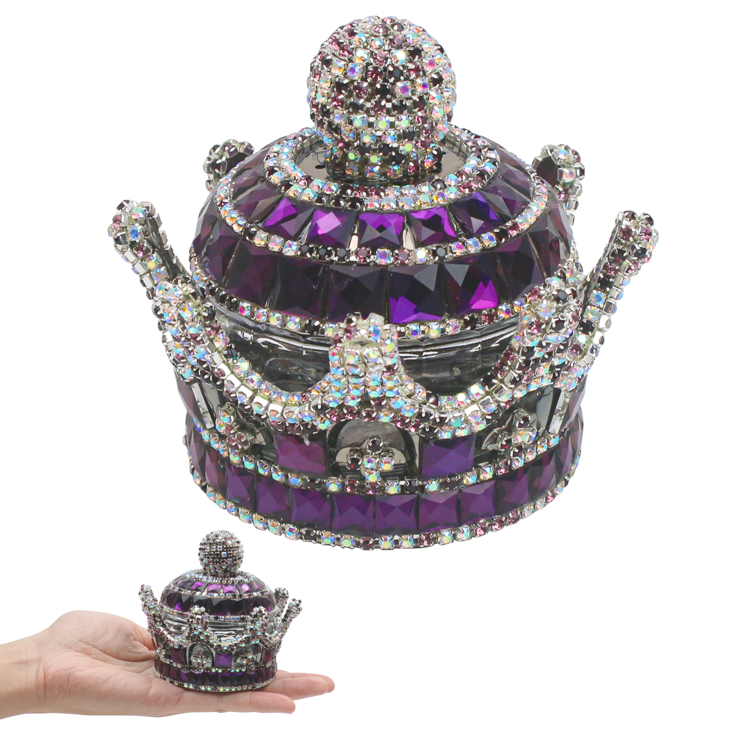 Crown Air Freshener for Car, Crystal Fragrance Diffuser, Air Freshener Holder, Old School Fresheners Ornament Bottle for Car Dashboard Decor, Interior Office Home Decoration (Purple, No Perfume)