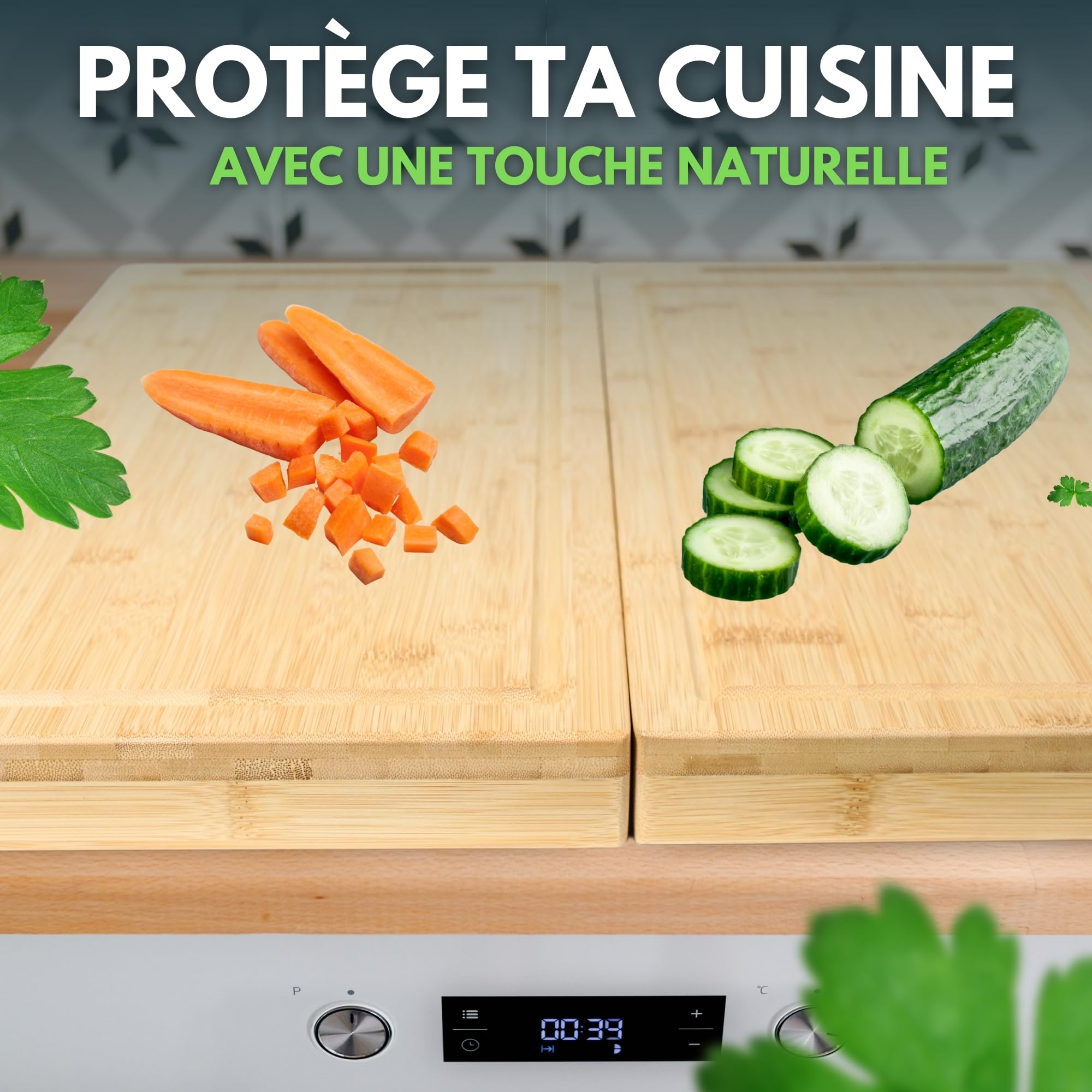 Protection Plaque Induction 100% Bambou Antidérapant - Protege Plaque Induction - Protection Plaque de Cuisson - Protege Plaque de Cuisson