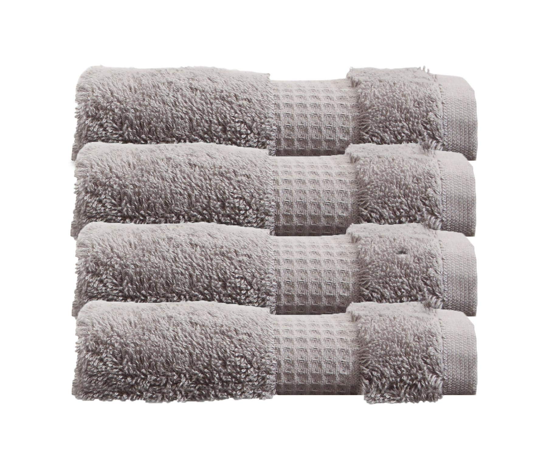 Olivia Rocco Egyptian Cotton Towels Home Bathroom Towel Set Bale Fade Resistant 700gsm Luxe Collection Bales Bath Sets, 4 Washcloths Silver