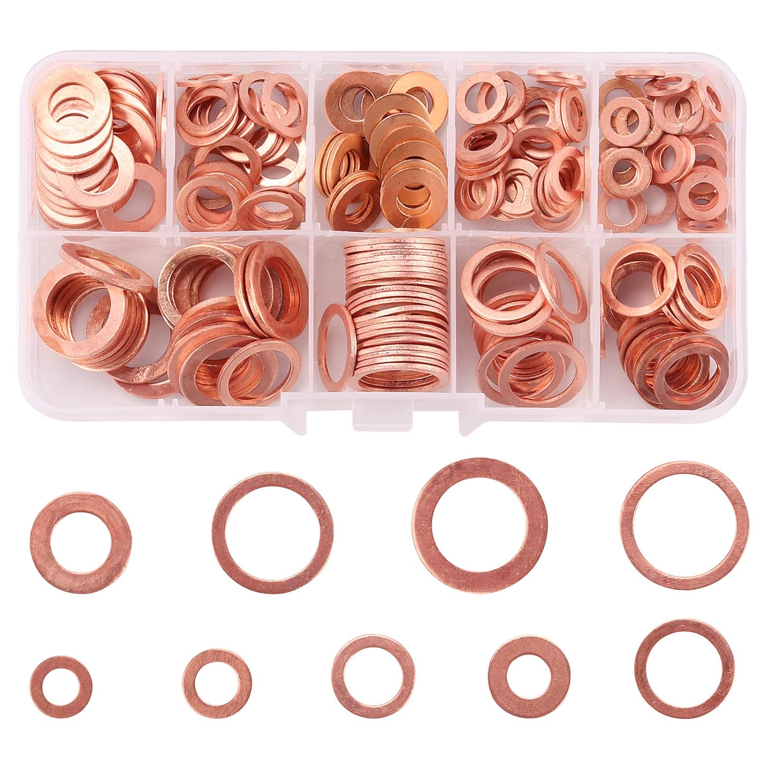 Kinstecks 200PCS Copper Washer Assortment Set Copper Metric Sealing