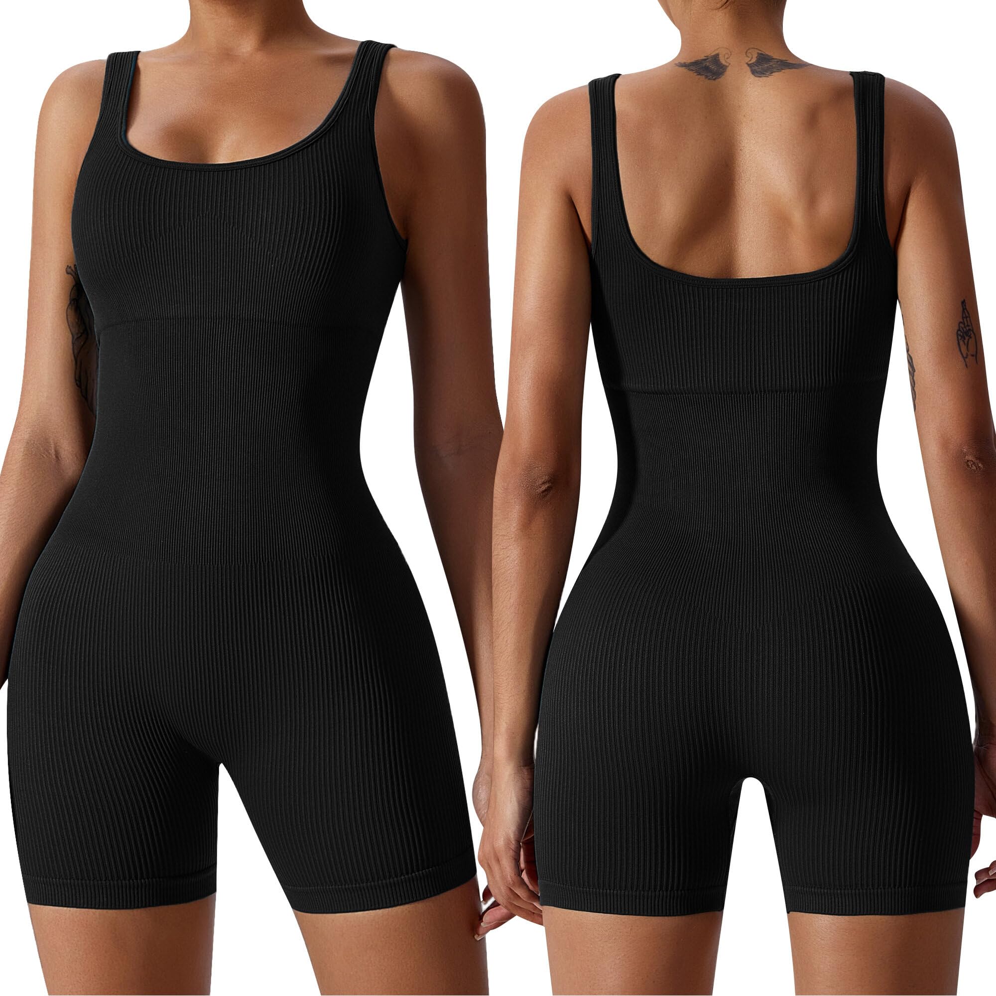 AIEOE Mono deportivo corto para mujer, para yoga, moldeador, sin mangas, sin mangas, sin costuras, tallas S-XL