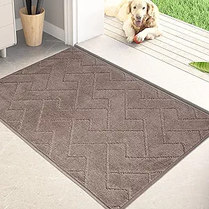 PURRUGS Dirt Trapping Door Mat 20" x 31.5", Non-Slip Machine Washable Entry Rug, Shoe Scraper, Dog Doormat, Super Absorbent Welcome Mat for Front & Back Door, Muddy Wet Shoes & Paws, Grayish Brown