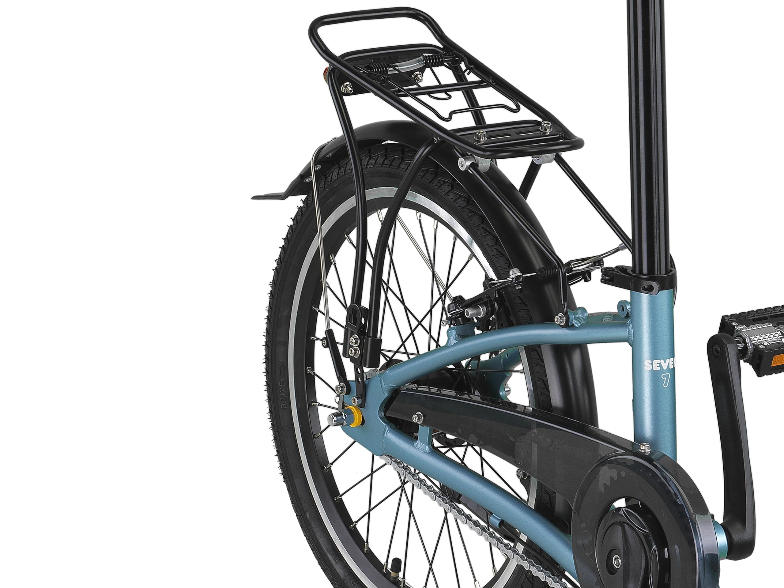 PACTO Seven N7 Klapprad 20 Zoll mit Schnelles Faltsystem (10 Sek), Aluminiumrahmen, Leichtgewicht (16KG), 7 Nabenschaltung, Handbremsen + Rücktrittbremse, LED-Licht, Faltrad
