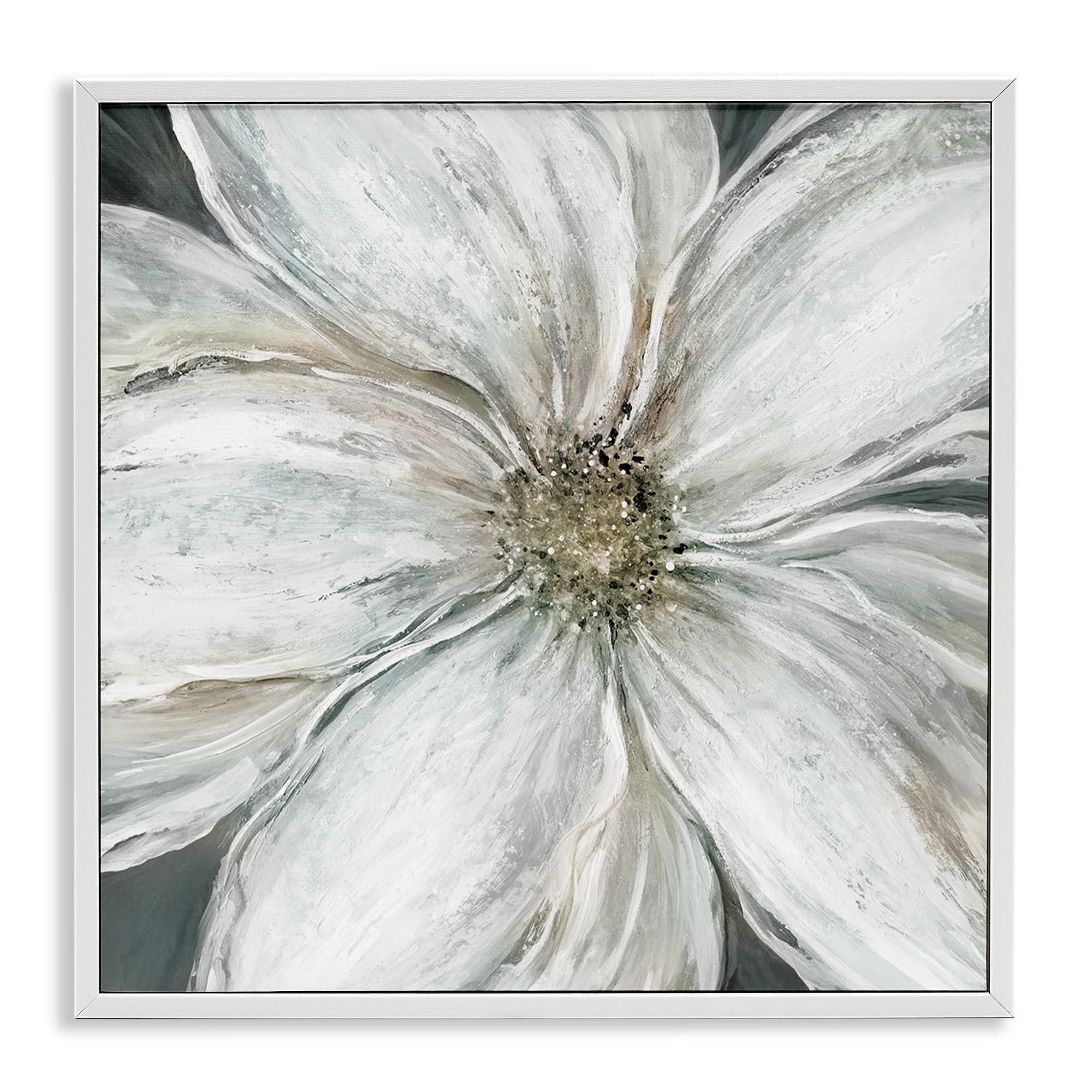 Stupell Industries 'Closeup Serene White Blossom', Framed Giclee Art, White, 24 x 24 Inches, Easy to Hang and Sturdy, Made in USA, by Carol Robinson