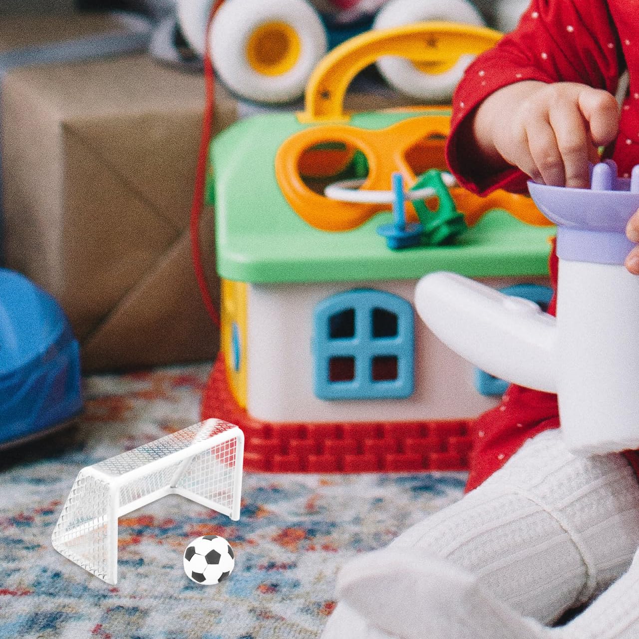 TOYANDONA Mini But De Football pour Maison De Poupée avec Filet Et Ballon Compact Accessoire Football Enfant Jouet Educatif Décoration DIY