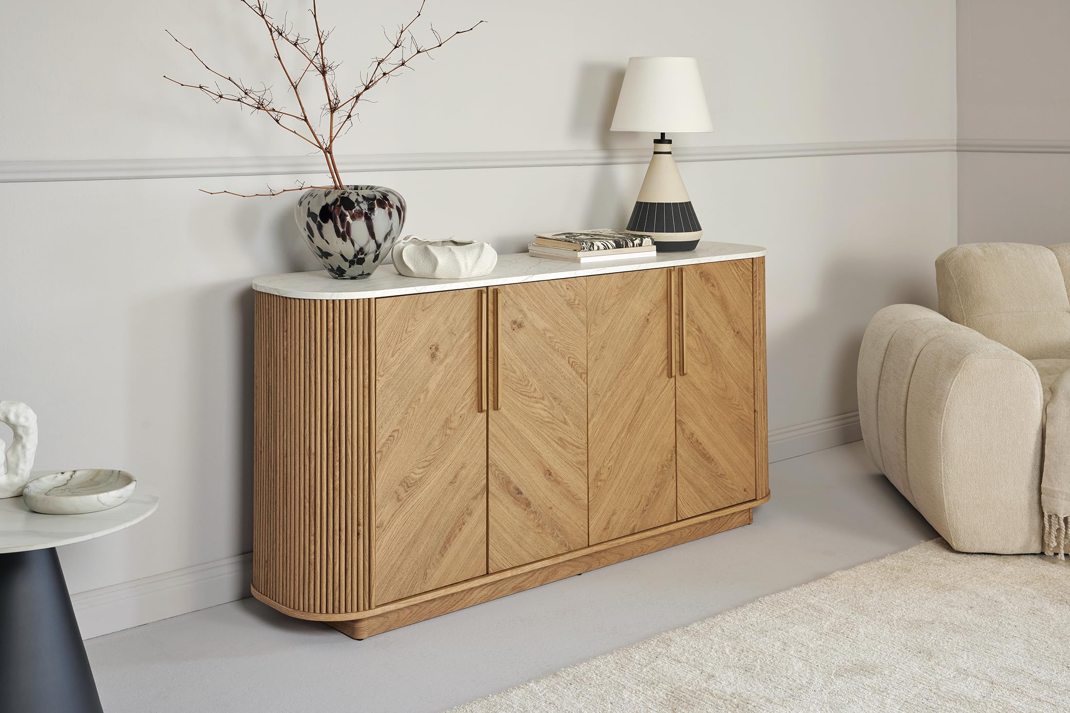 JAHNEK Sideboard Arrow SB 160 Montana Eiche/MARMOR Weiss