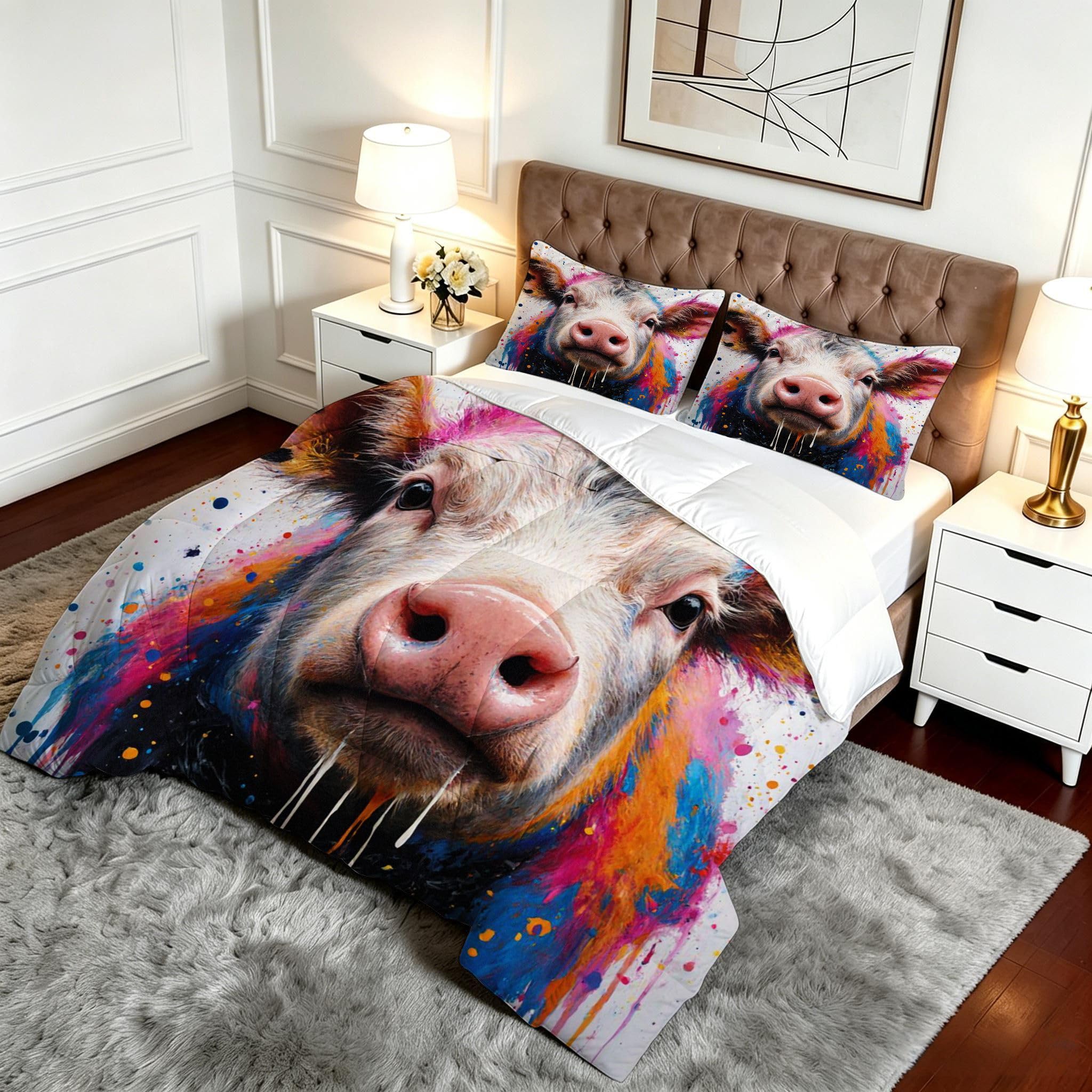 Edredón Cama 105, 200x200 cm, Vaca de Colores, DQ208