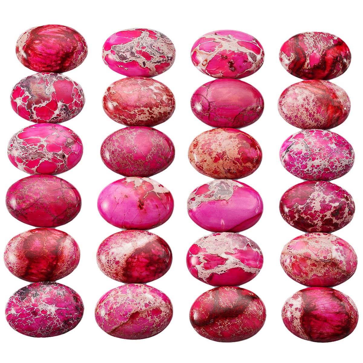Nupuyai 4pcs Rose Red Oval Stone Flatback Cabochons for Jewelry Making DIY Charms Sea Sediment Jasper, 22x30mm - Image 3