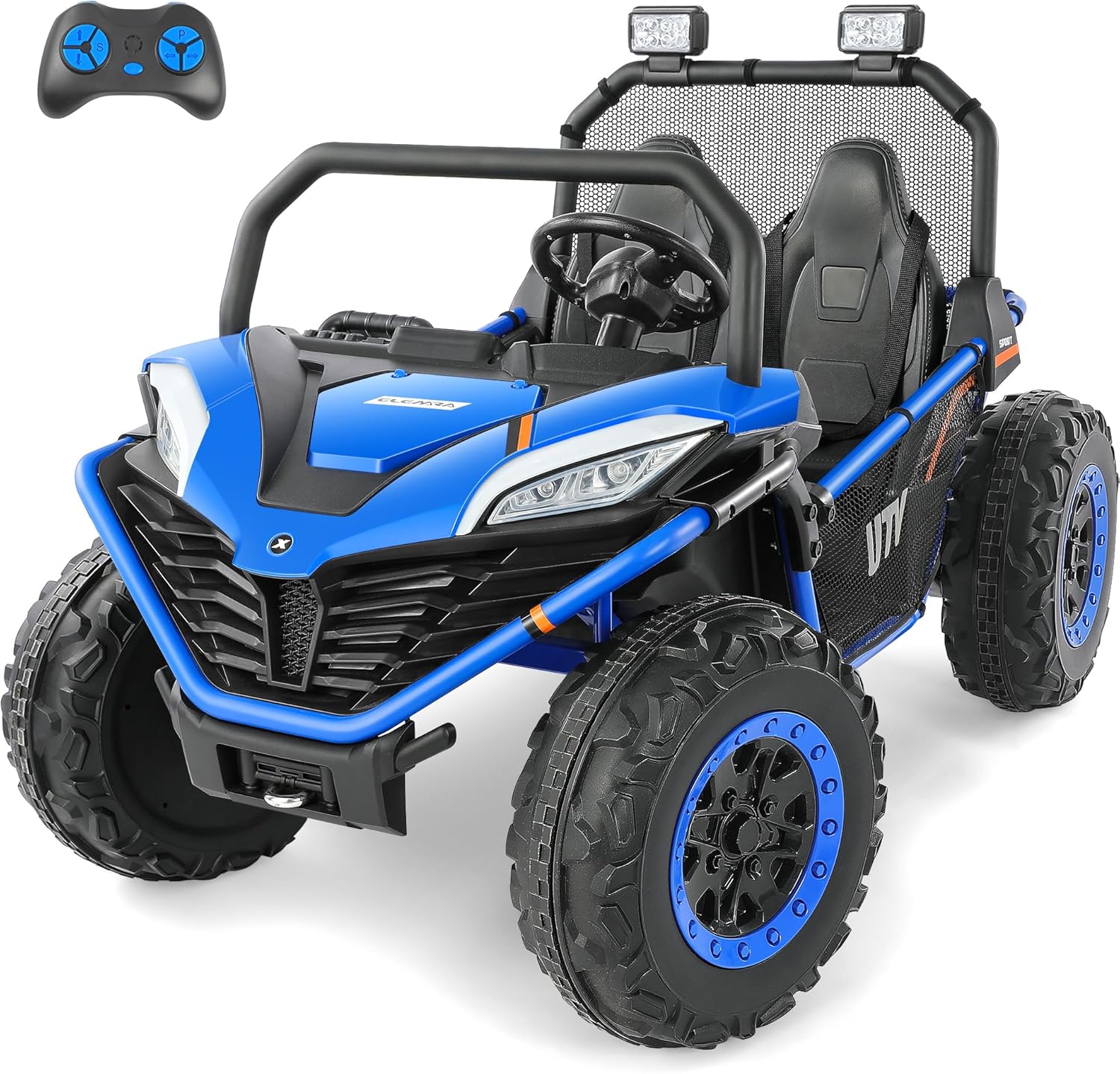 ELEMARA 2 Seater XL Ride on Toy for Big Kids,12V 10AH 4WD Ride on Car，Electric Vehicle Up to 4.5 MPH w/Remote Control, Bluetooth Music, LED Lights，3 Speeds for Boys Girls Gift，Green