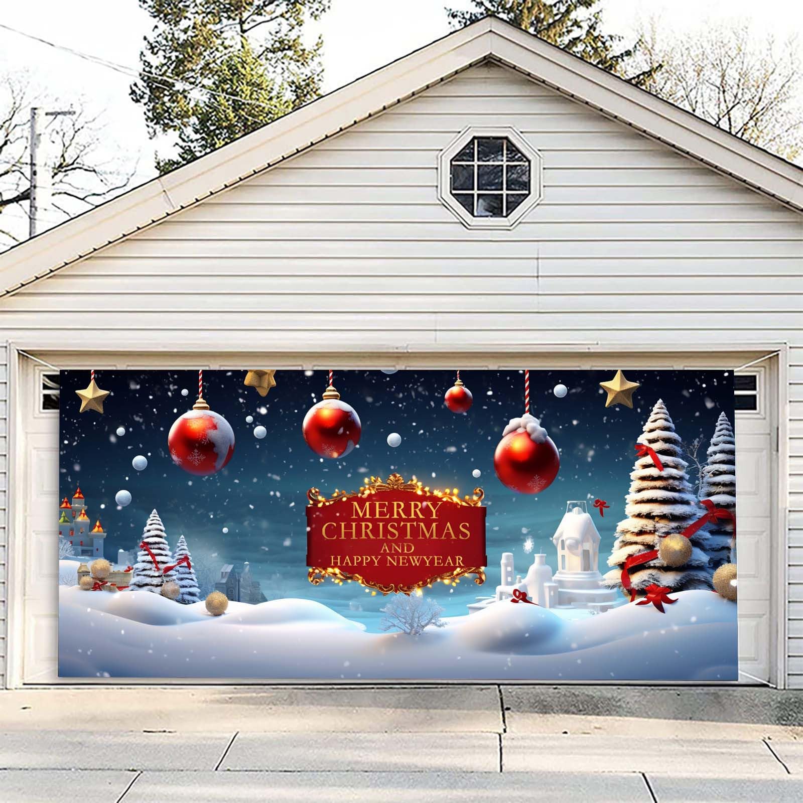Cartel de graduación para árbol de Navidad, decoración de puerta de garaje, puerta de garaje, cubierta mural, 7 x 16 pies, letrero grande de feliz para fiestas de vacaciones