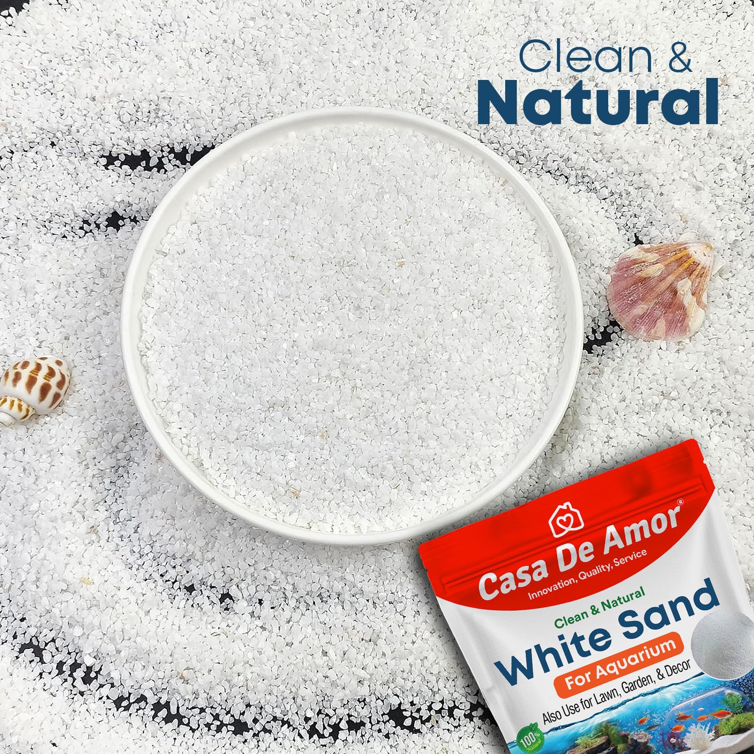 Casa De Amor Natural Aquarium White Sand Sugar Size for Freshwater Fish Tank/Decoration/Terrarium/Paintings/Plants Potted/Lawn & Garden/Fire Pits/Candle/Vase Filler and Crafts (1800 gm) 2