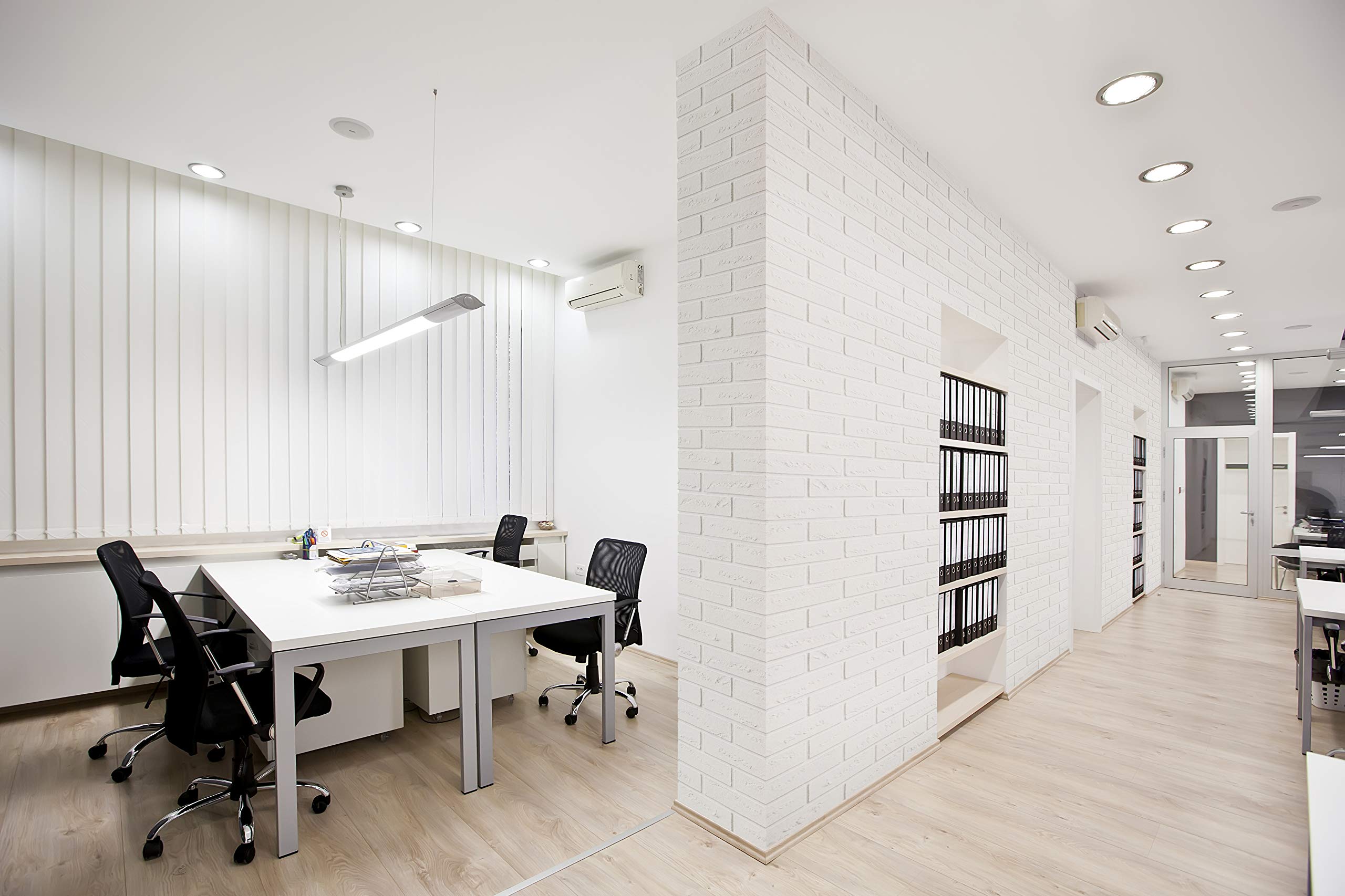 DOVER Revêtement mural flexible, revêtement mural extérieur, Brique de Parement Flexible-Lot de 1 mètre carré-Lattes, blanc, 50x210 mm, revêtement de façade intérieur, installation facile.
