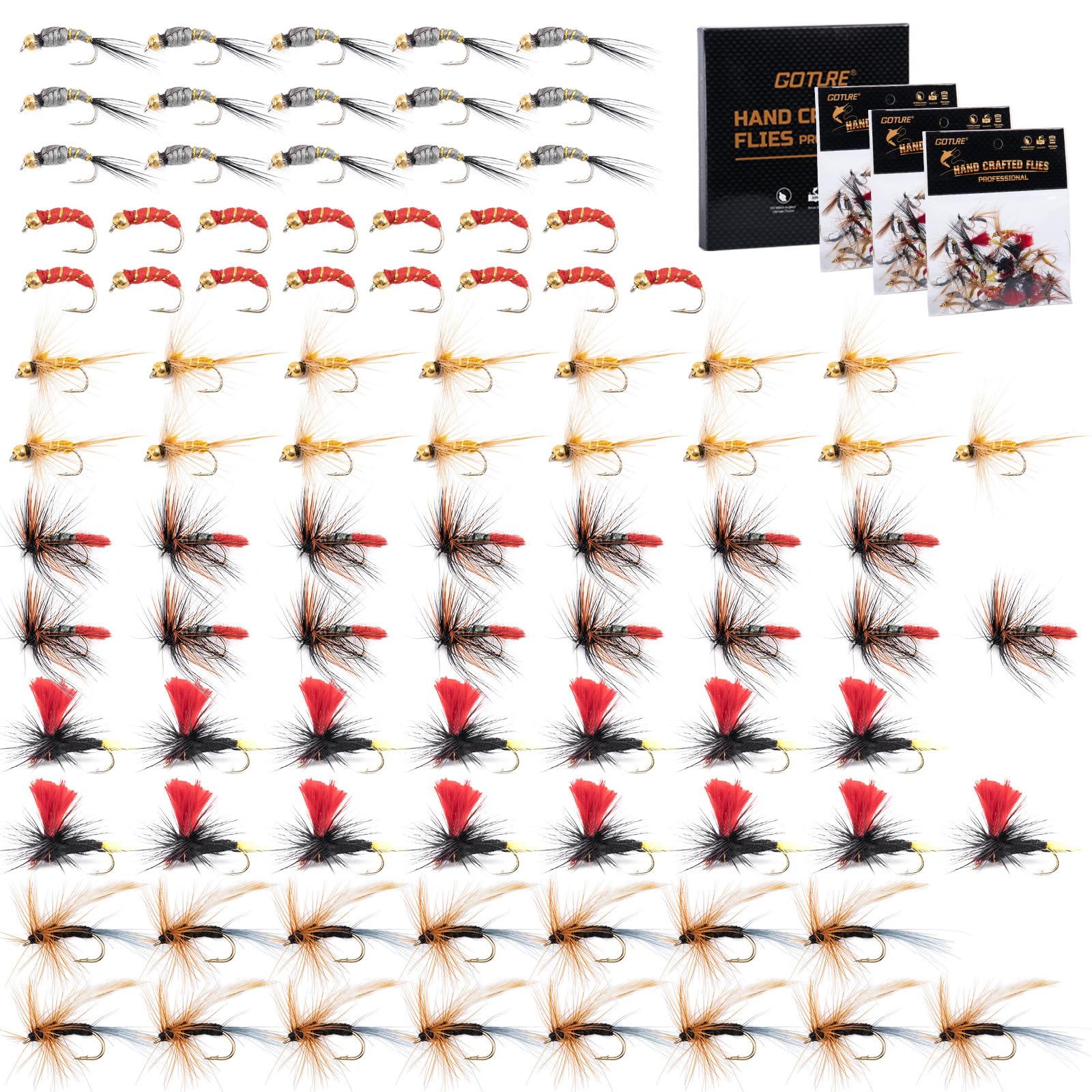 Goture Fly Fishing Flies Kit, 30pcs Dry Wet Flies Streamers Nymphs Fly Fishing Lures Assortment Kit for Bass Trout Steelhead Salmon, Gifts for Men