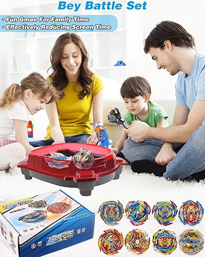Miniatura 10 de Bey Battling Top Burst Quadrive Stadium Battle Set completo de juego de batalla con estadio 8 juguetes de Bey Blades y 2 lanzadores LR
