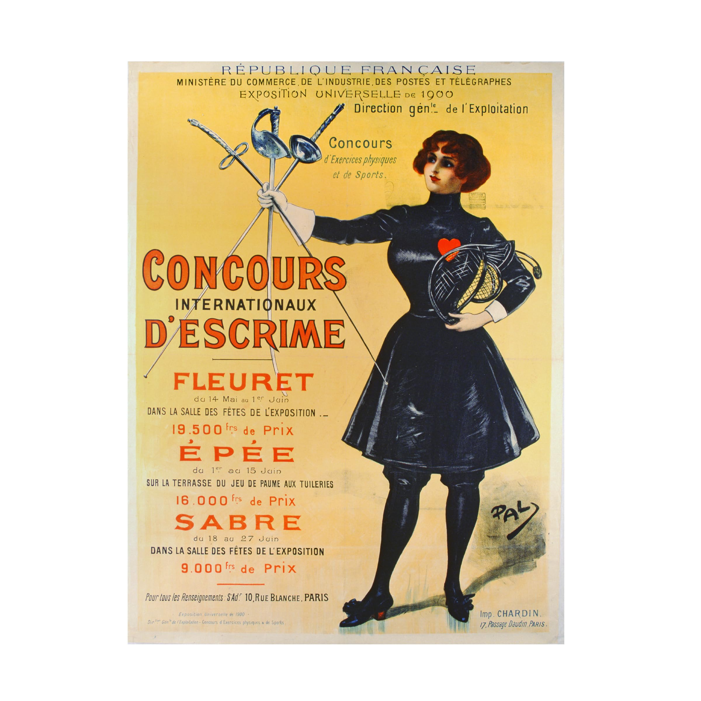 Canvas Wall Art - Pal the International Fencing Competitions 1900 Wall Art for Living Room Bedroom or Office