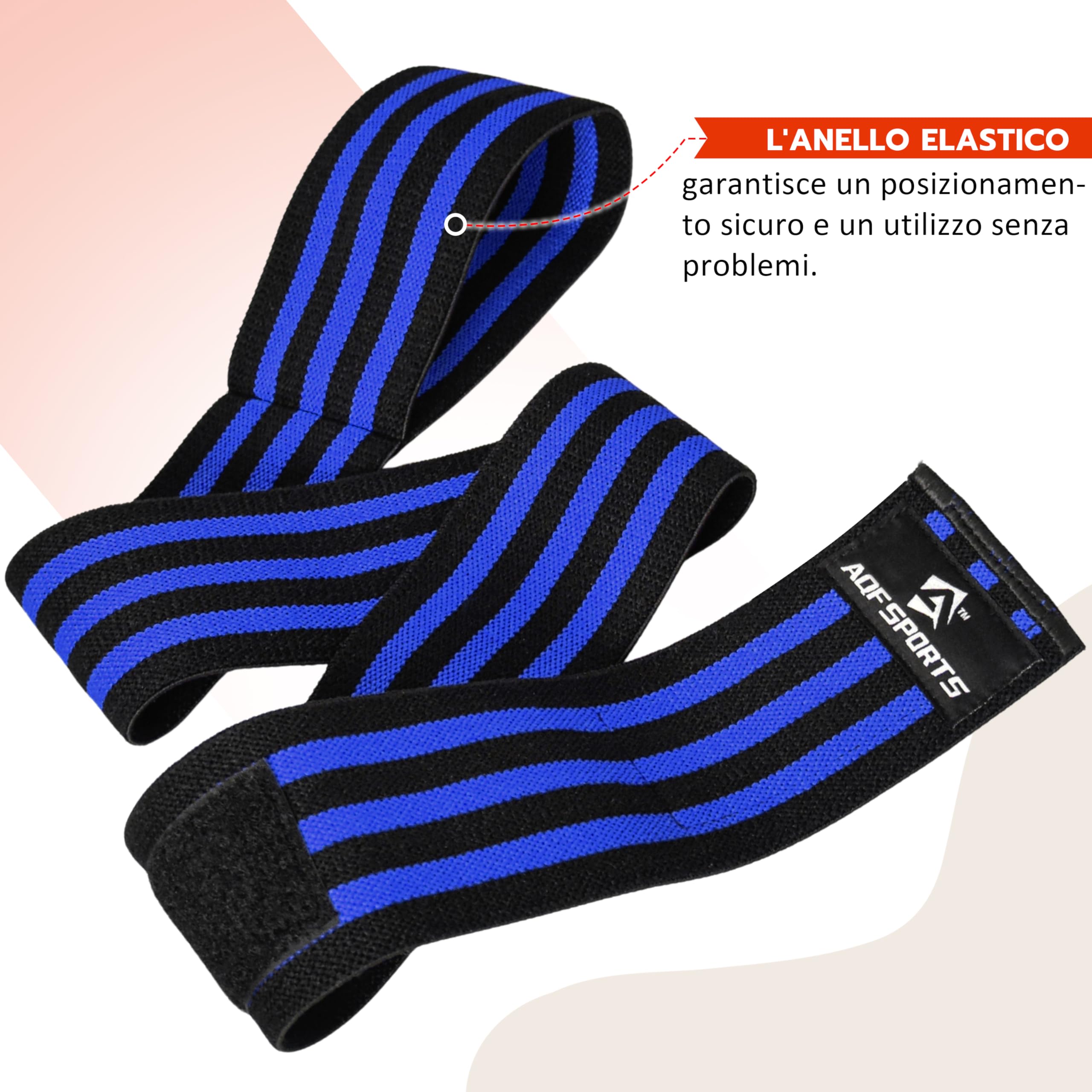 AQF Gomitiere per Sollevamento Pesi (Coppia) 101,6 cm - Fasce Elastiche Supporto Gomito per Powerlifting, Bodybuilding, Panca e Allenamento in Palestra - Fitness Cinghie per Gomito (Nero e Blu)