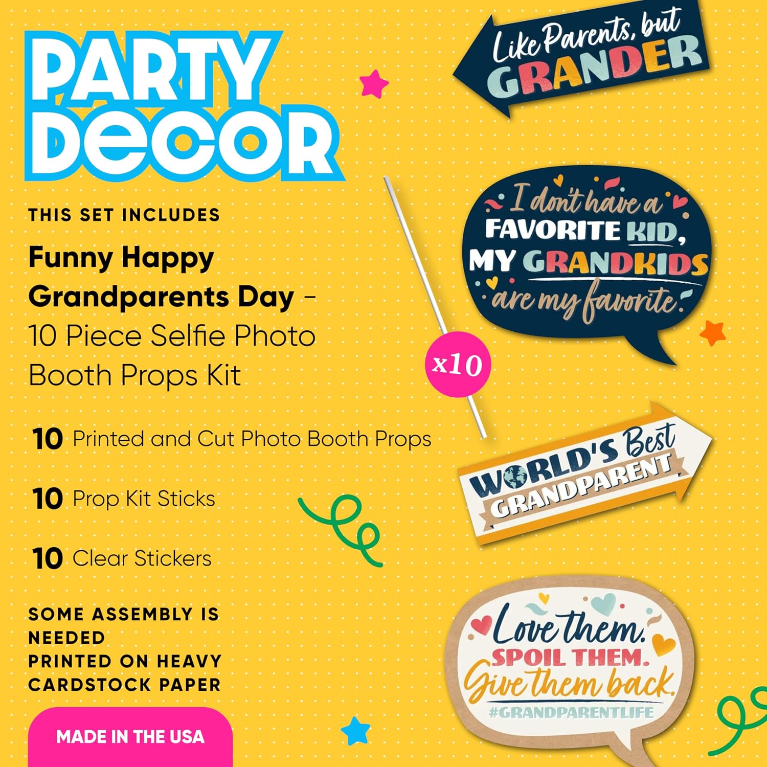 Funny Happy Grandparents Day Photo Booth Prop Kit, DIY Setup - 10pc image 2