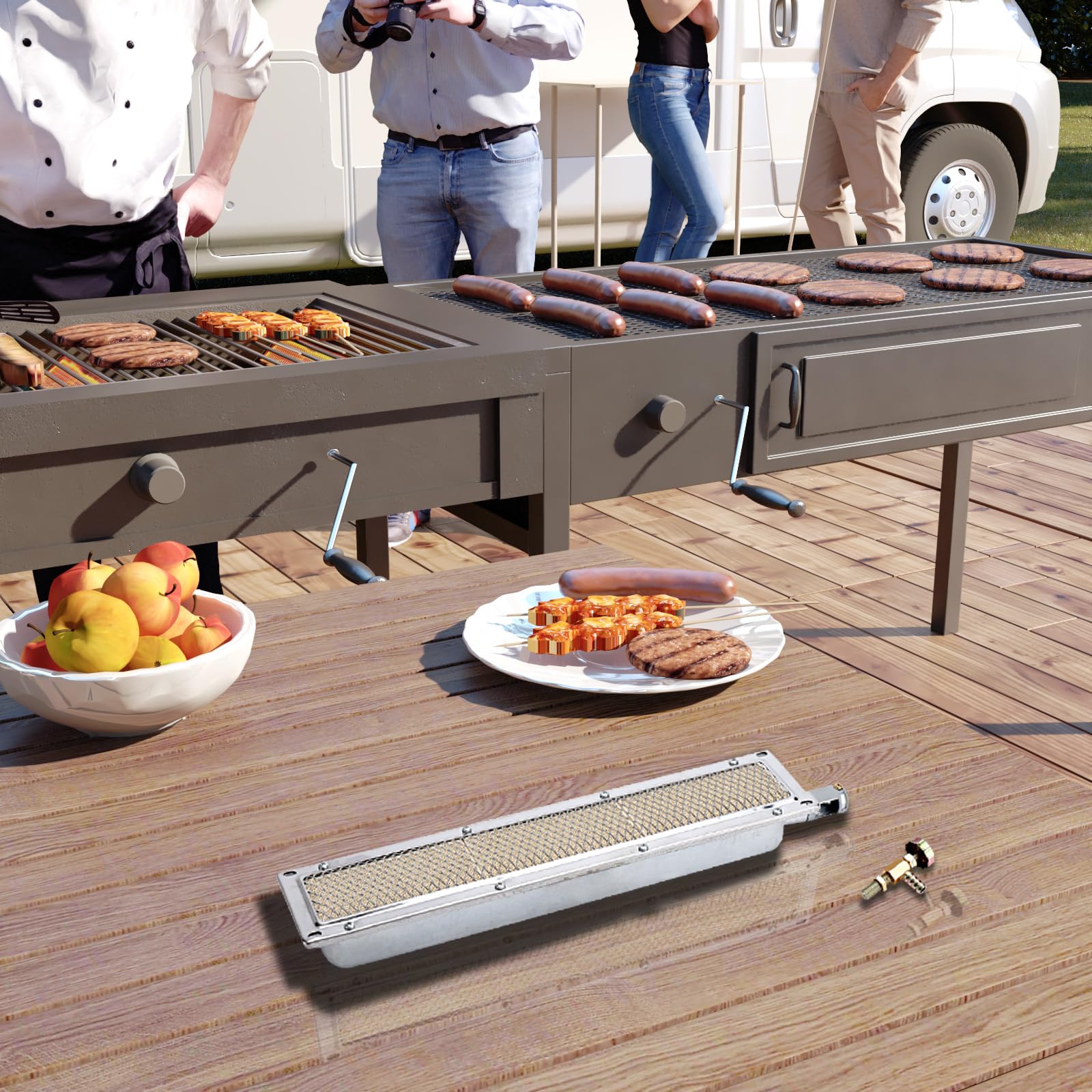 Bruciatore a Infrarossi per Barbecue a Gas | Riscaldamento Rapido in 3 Minuti, Struttura in Metallo e Ceramica, per Campeggio, Cucina Esterna e Uso Commerciale