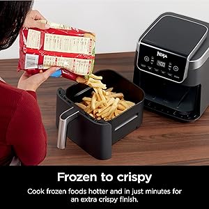 Ninja | Air Fryer | 6.5 QT Pro XL Capacity fits 9lbs of Wings | 6-in-1 Max Crisp, Air Fry, Roast, Bake, Reheat & Dehydrate | Nonstick Basket, Crisper Plate & Recipe Guide | Grey | AF181