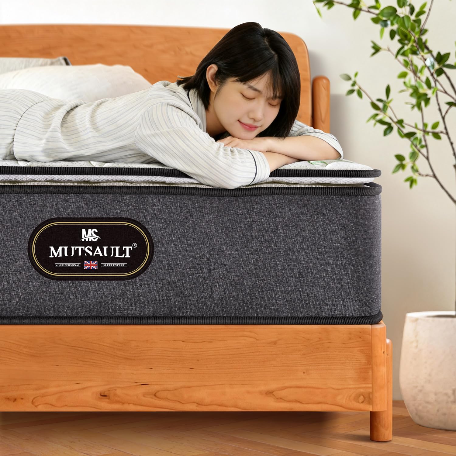 Orthopaedic Double Mattress 4FT6 for Back Pain Relief, Luxe Pillow Top Hybrid 7-Zone Pocket Sprung Mattress with Cooling Gel Memory Foam & Breathable Bamboo Fibre Cover, Medium Firm, 27cm Deep