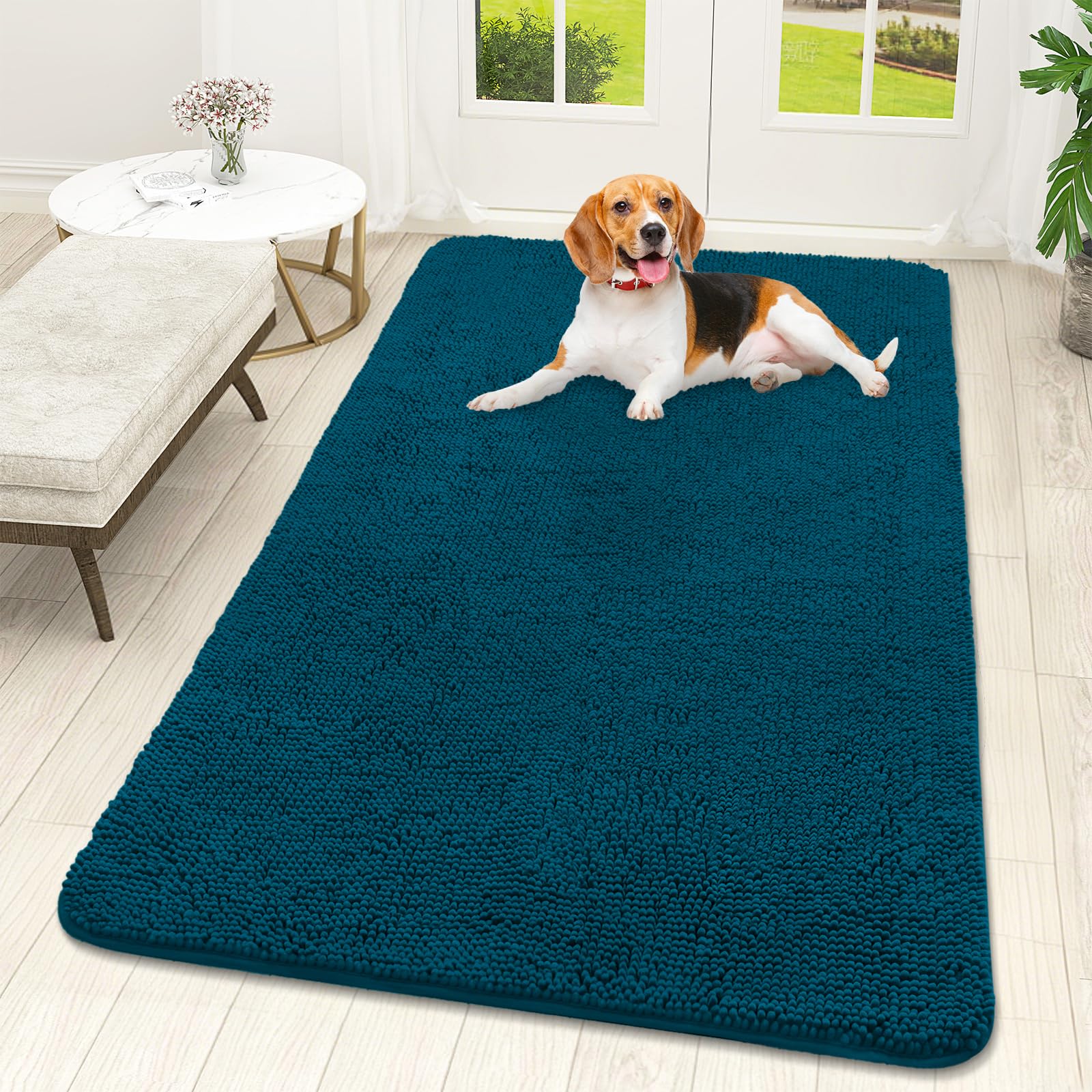 OLANLY Dog Door Mat for Muddy Paws 59x32, Super Absorbent Chenille Mud Mat