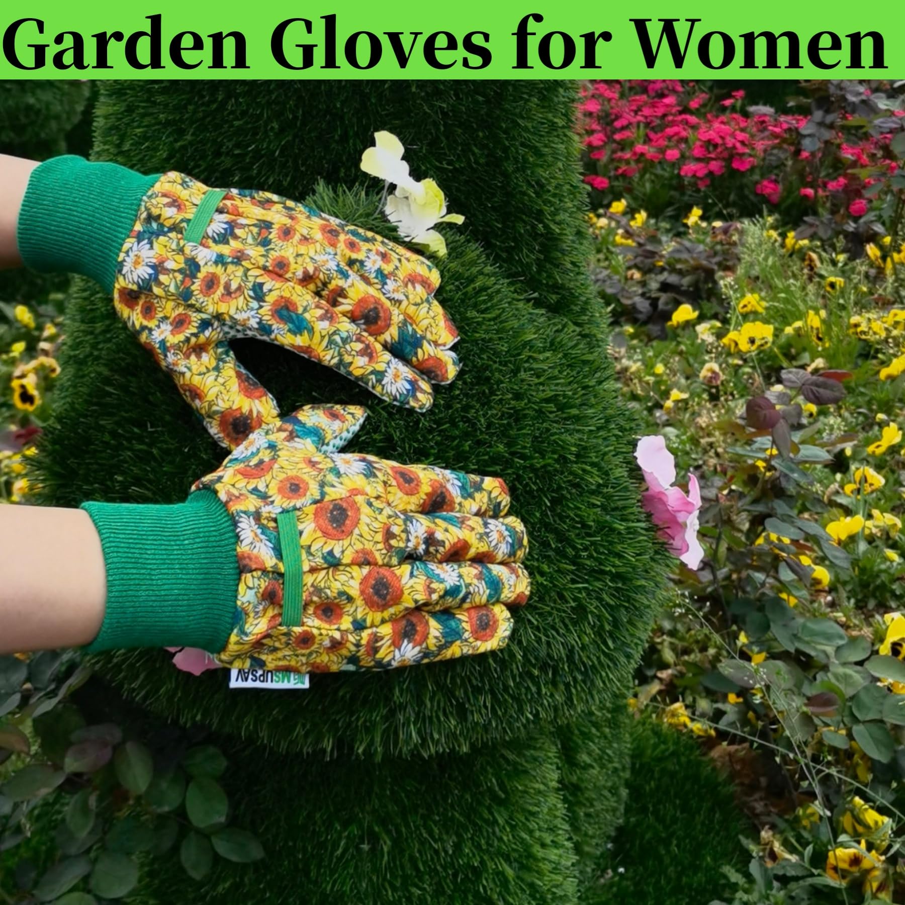 Gartenhandschuhe für Damen, Gartenhandschuhe für Hofarbeit, leichte Arbeitshandschuhe für Damen, Einheitsgröße für die meisten Damen (3 Stück)